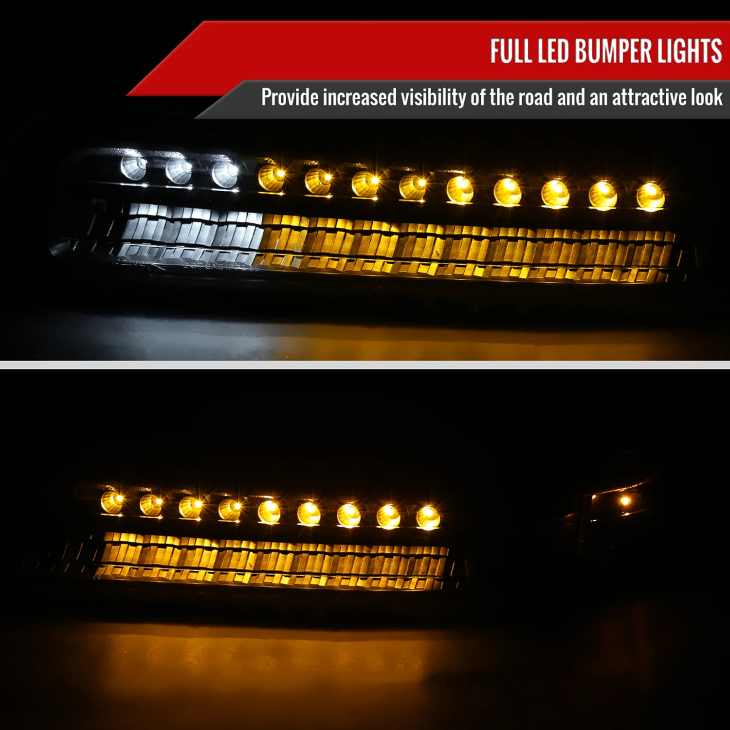 1999-2002 Chevy Silverado/ 00-2006 Tahoe Suburban LED Bumper Lights Matt Black - Image 2