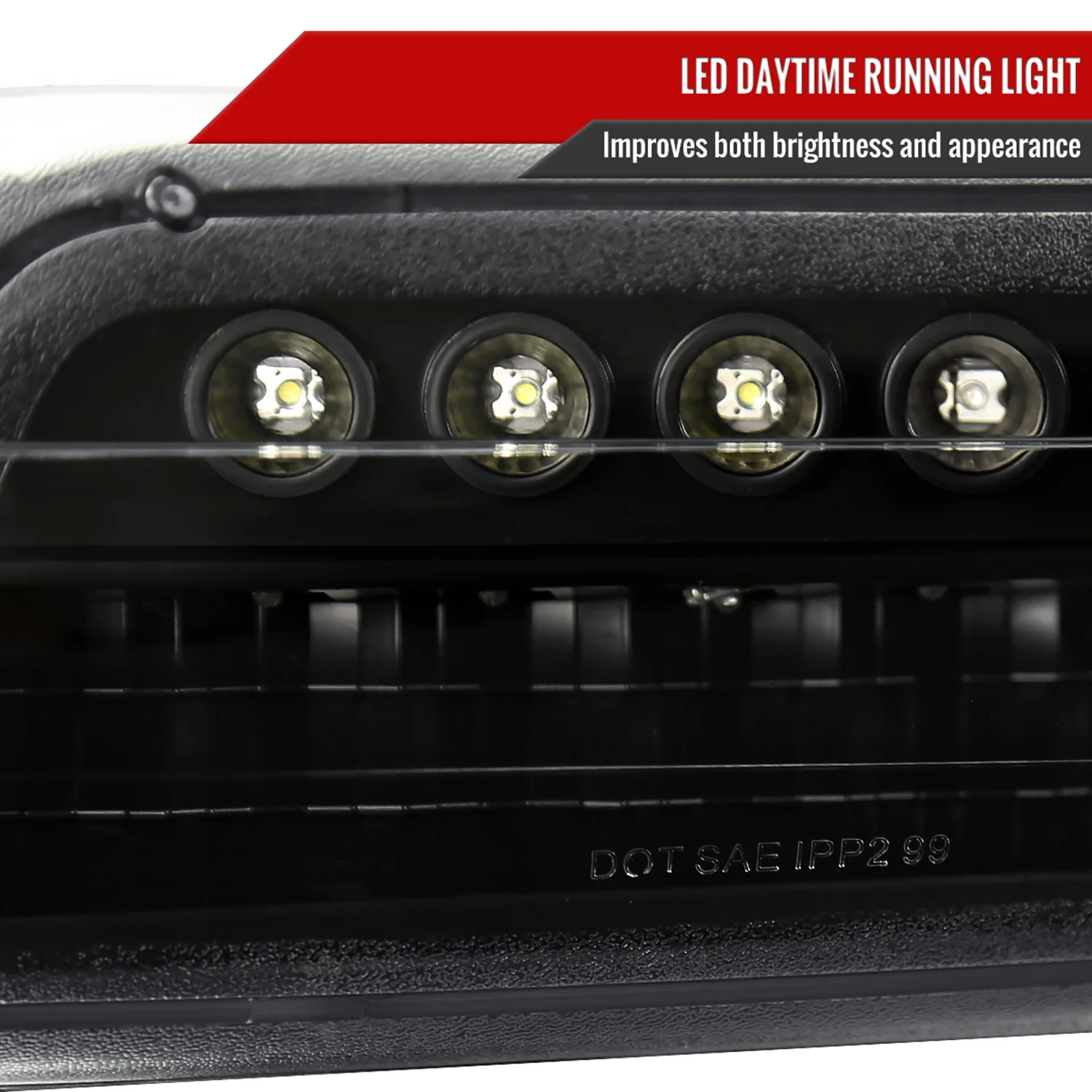 1999-2002 Chevy Silverado/ 00-2006 Tahoe Suburban LED Bumper Lights Matt Black - Image 3