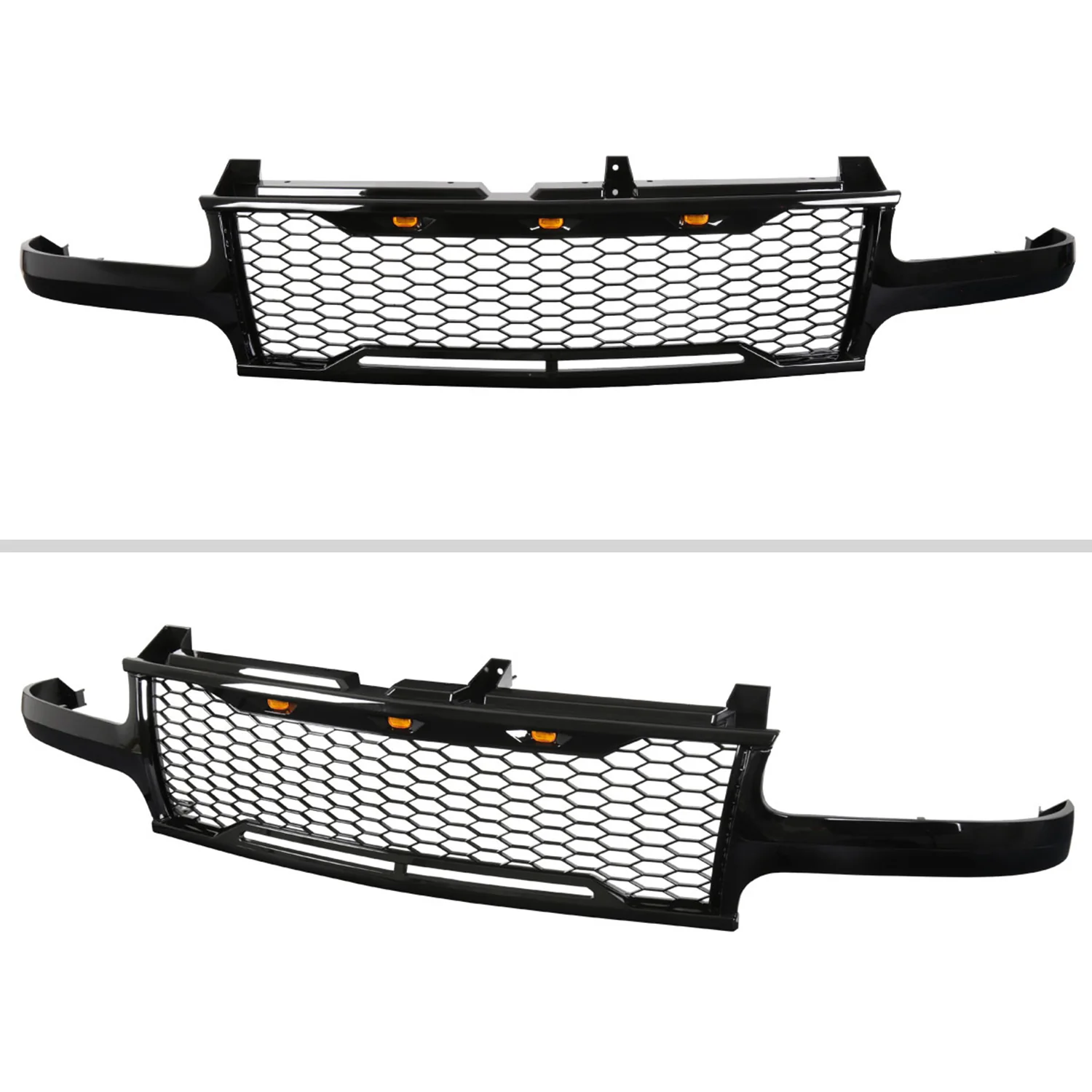1999-2002 Chevy Silverado 1500 / Tahoe Suburban Mesh Grille LED Lamps Glossy - Image 3