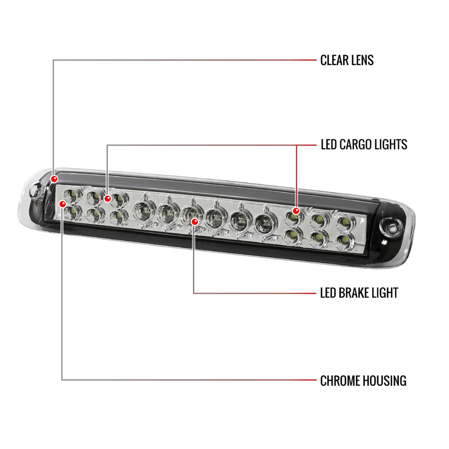 1999-2002 Chevy Silverado/1999-2006 GMC Sierra LED 3rd Brake Light - RS Chrome - Image 8
