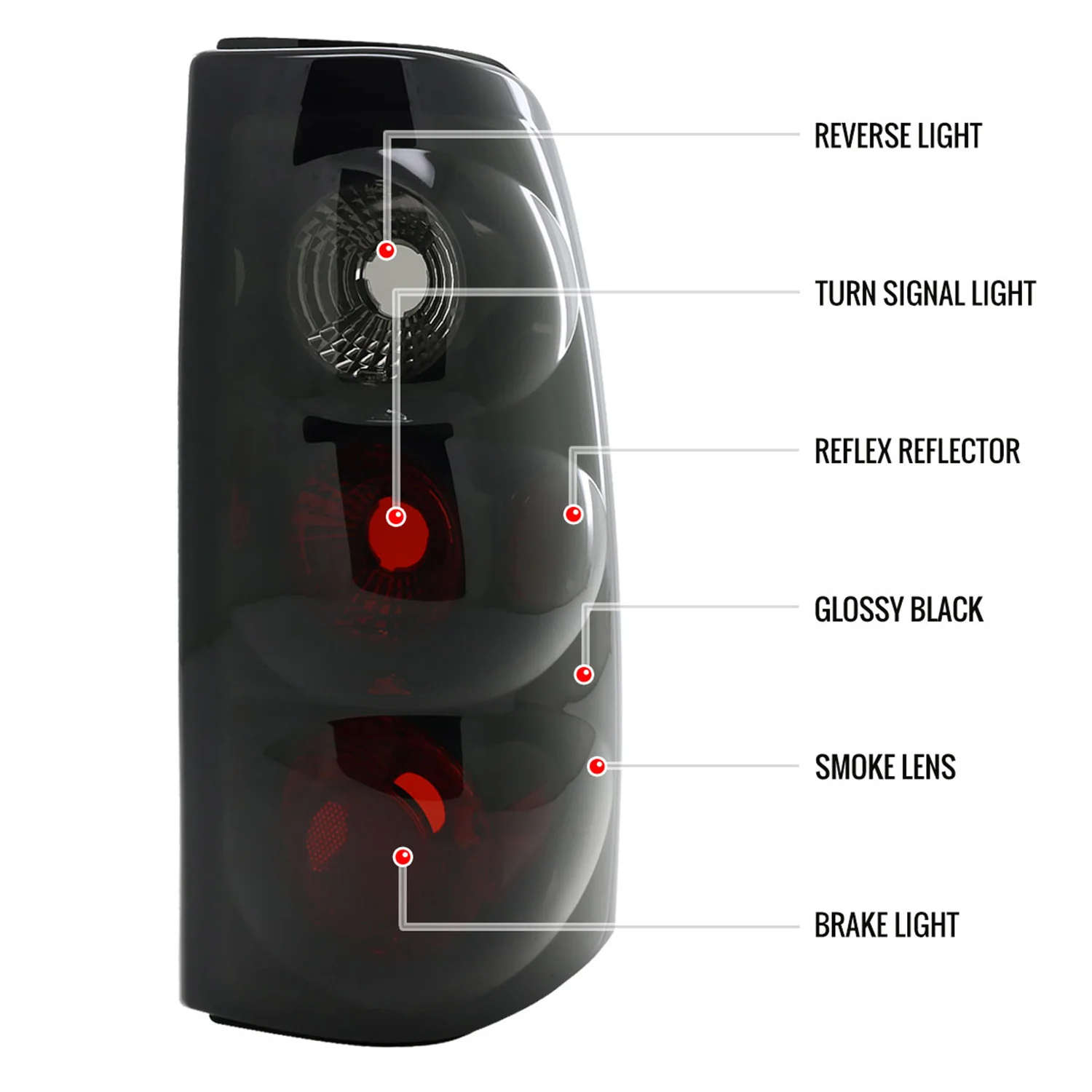 1999-2002 Chevy Silverado/ 1999-2006 GMC Sierra Tail Lights Glossy Black/Smoke - Image 6