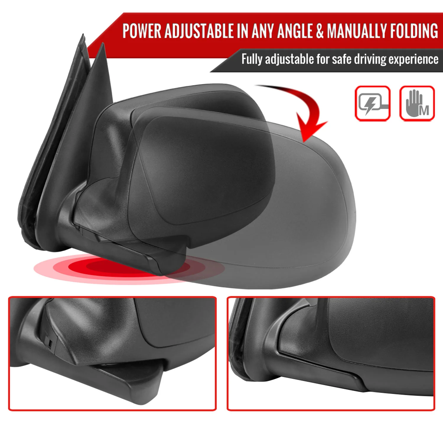1999-2002 Chevy Silverado/Suburban/Sierra Heated Side Mirror Black Passenger - Image 2