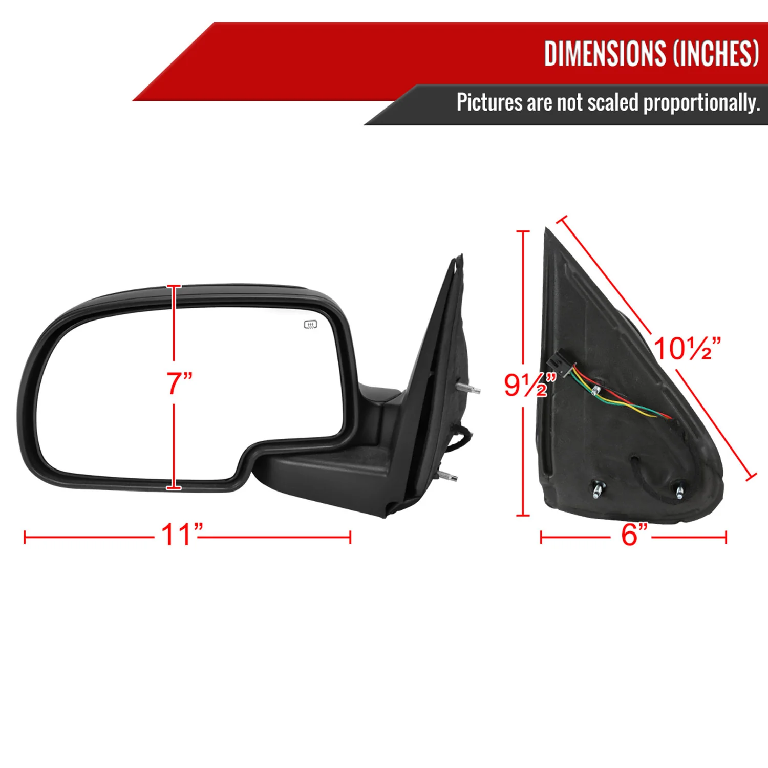 1999-2002 Chevy Silverado/Suburban/Sierra Heated Side Mirror Black Passenger - Image 8