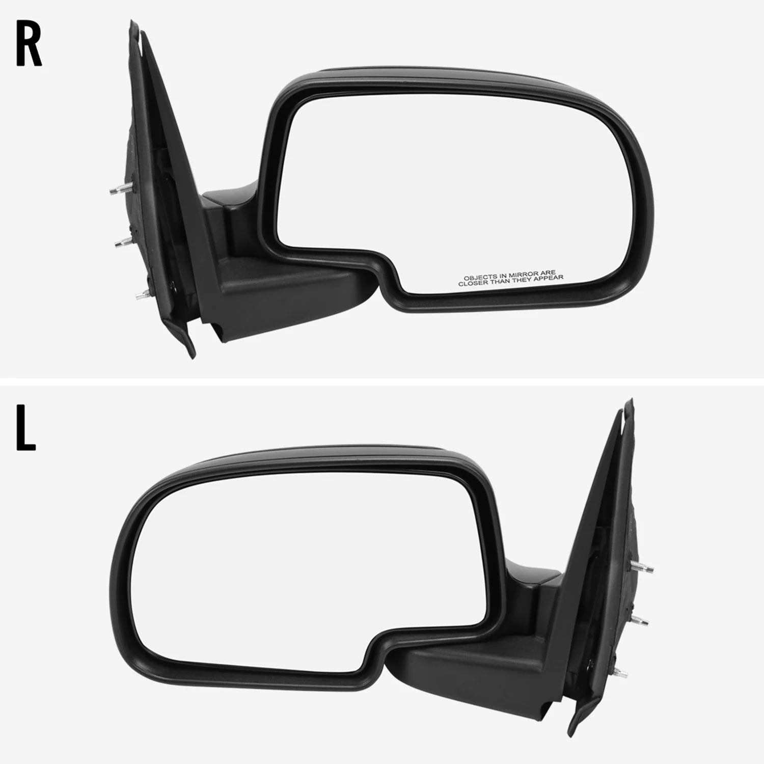 1999-2002 Chevy Silverado/Suburban/Yukon Manually Matt Black Side Mirrors - Image 3