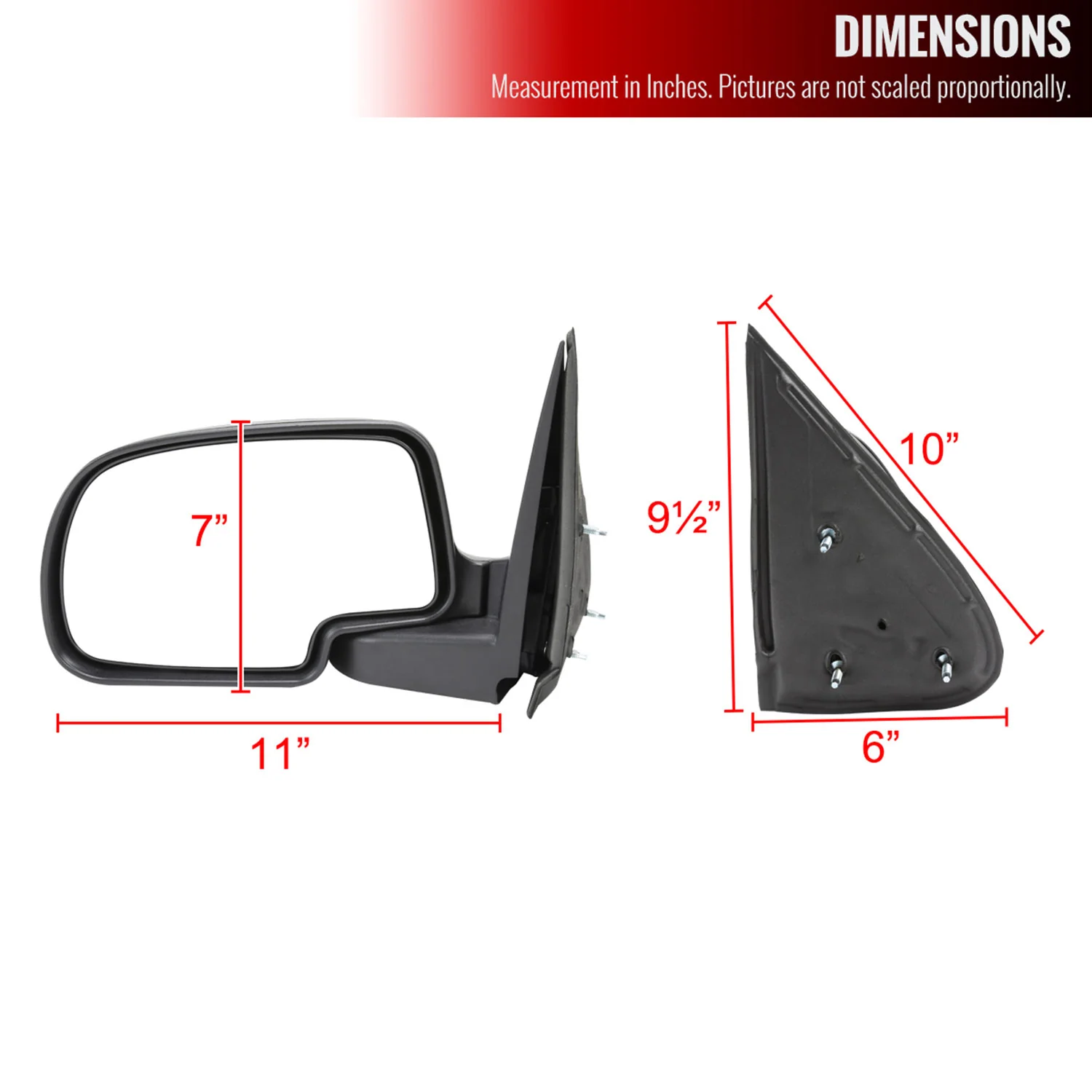 1999-2002 Chevy Silverado/Suburban/Yukon Manually Matt Black Side Mirrors - Image 8