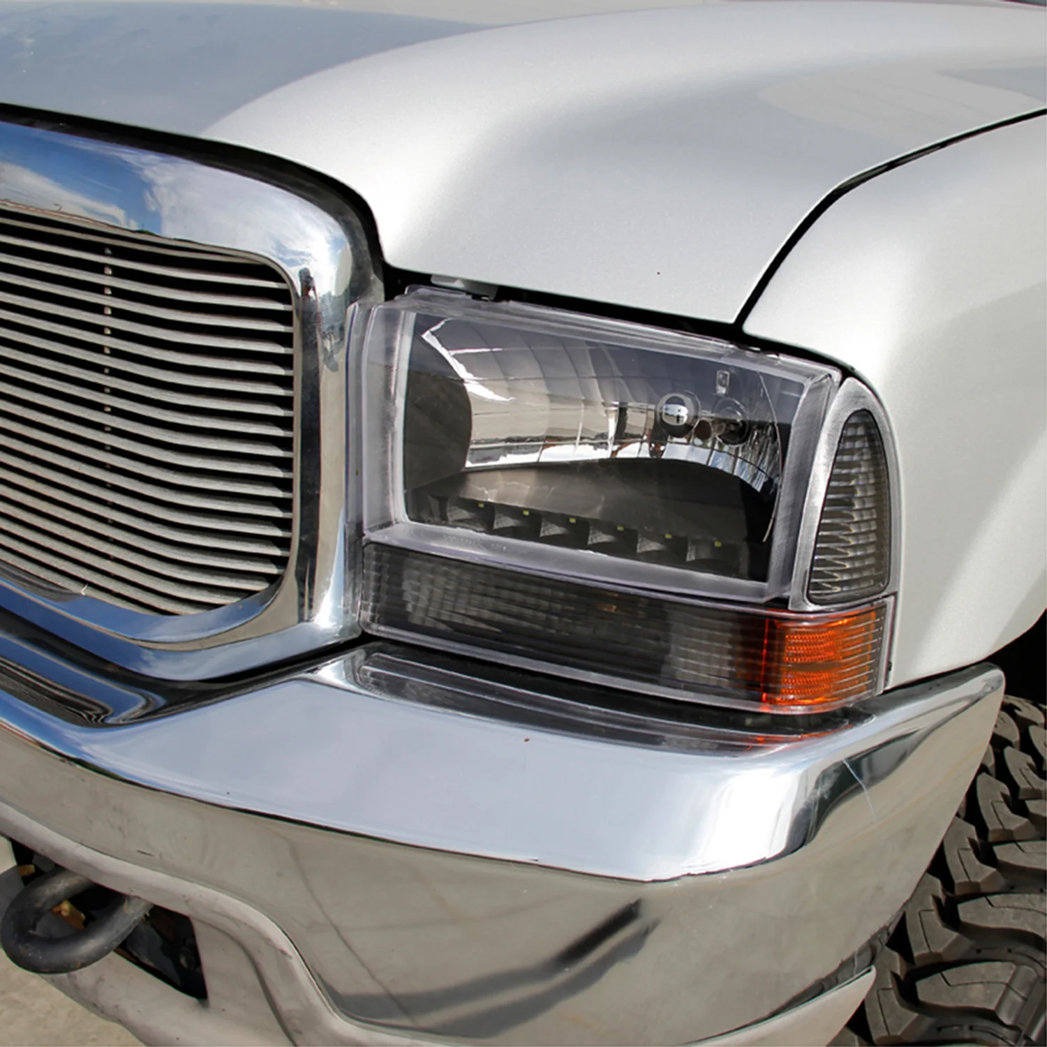 1999-2004 Ford F-250/350/450/550/Excursion Corner Lights Matt Black/Clear - Image 7