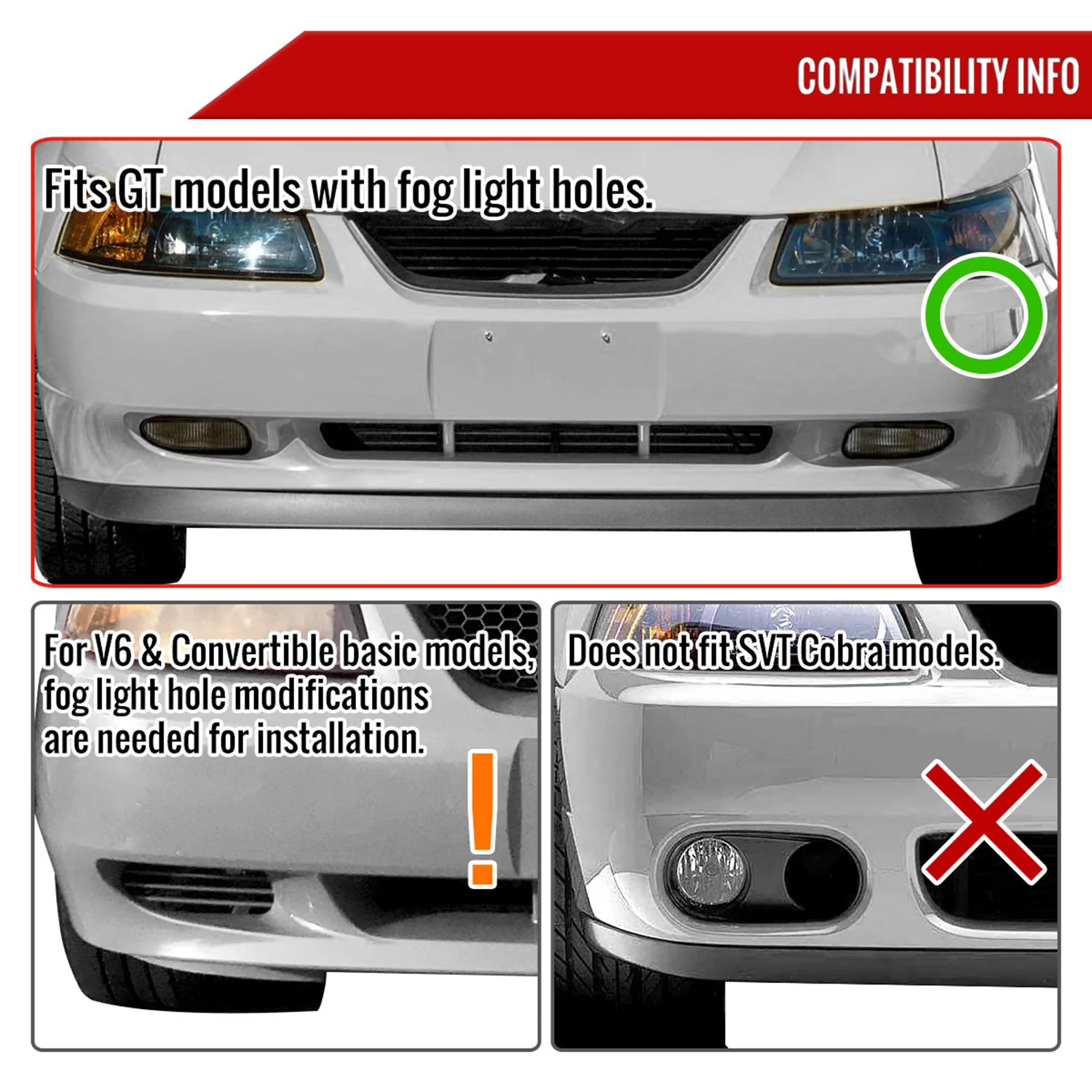 1999-2004 Ford Mustang 899 Fog Lights Kit Switch & Wiring Harness Chrome/Smoke - Image 8