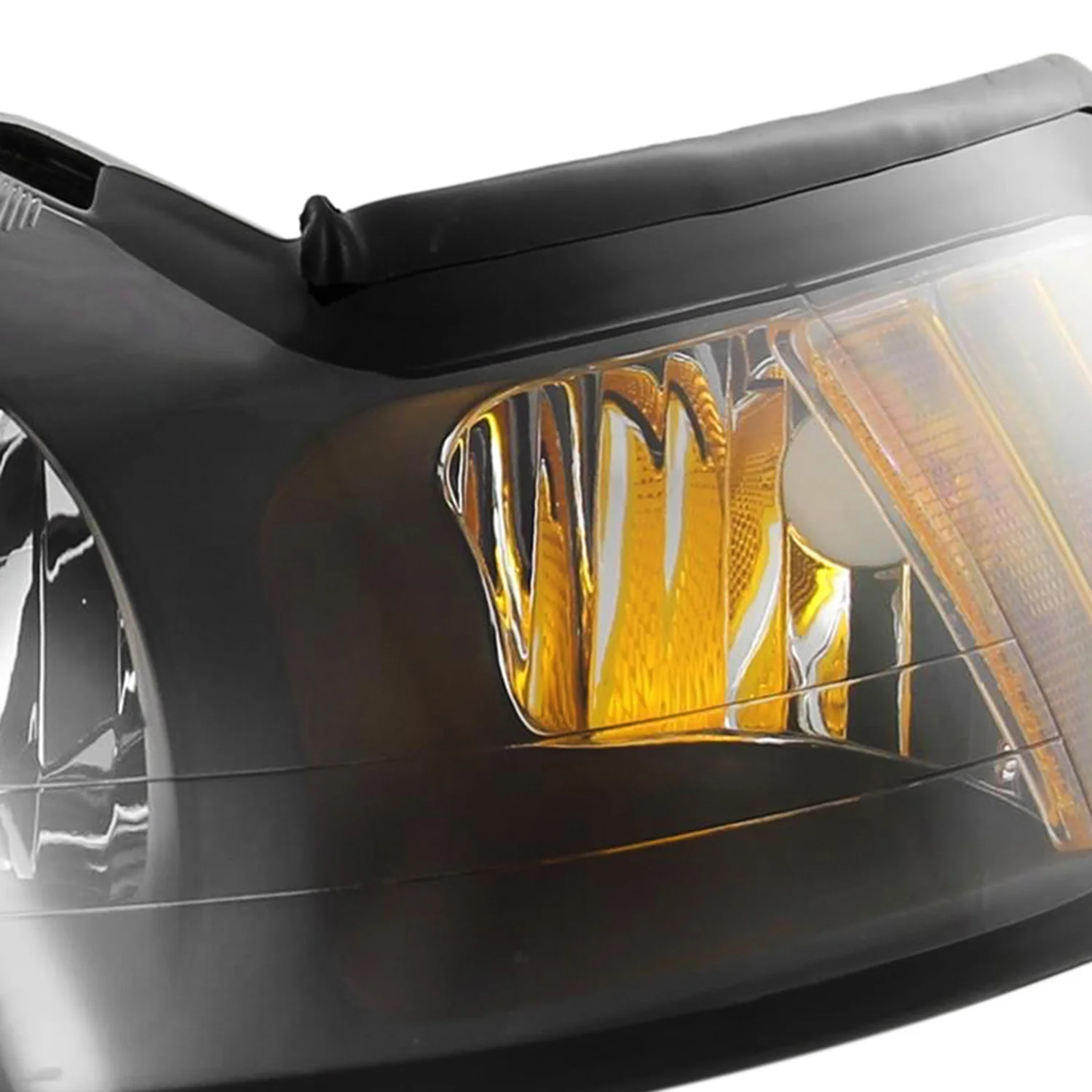 1999-2004 Ford Mustang Factory Headlights w/Amber ReflectorsMatte Black/Clear - Image 5