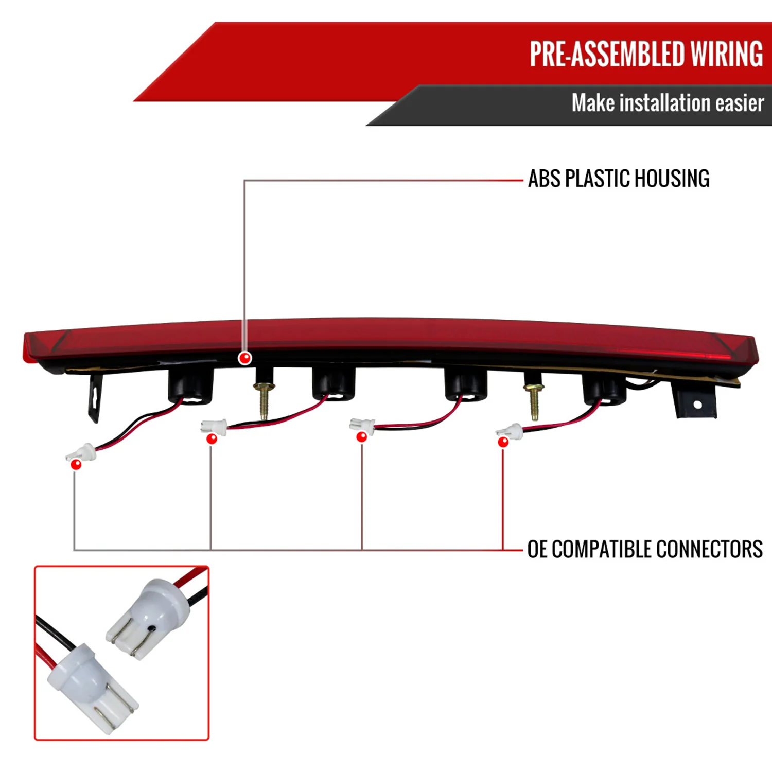 1999-2004 Ford Mustang LED 3rd Brake Light Chrome Housing/Red Lens - Image 7