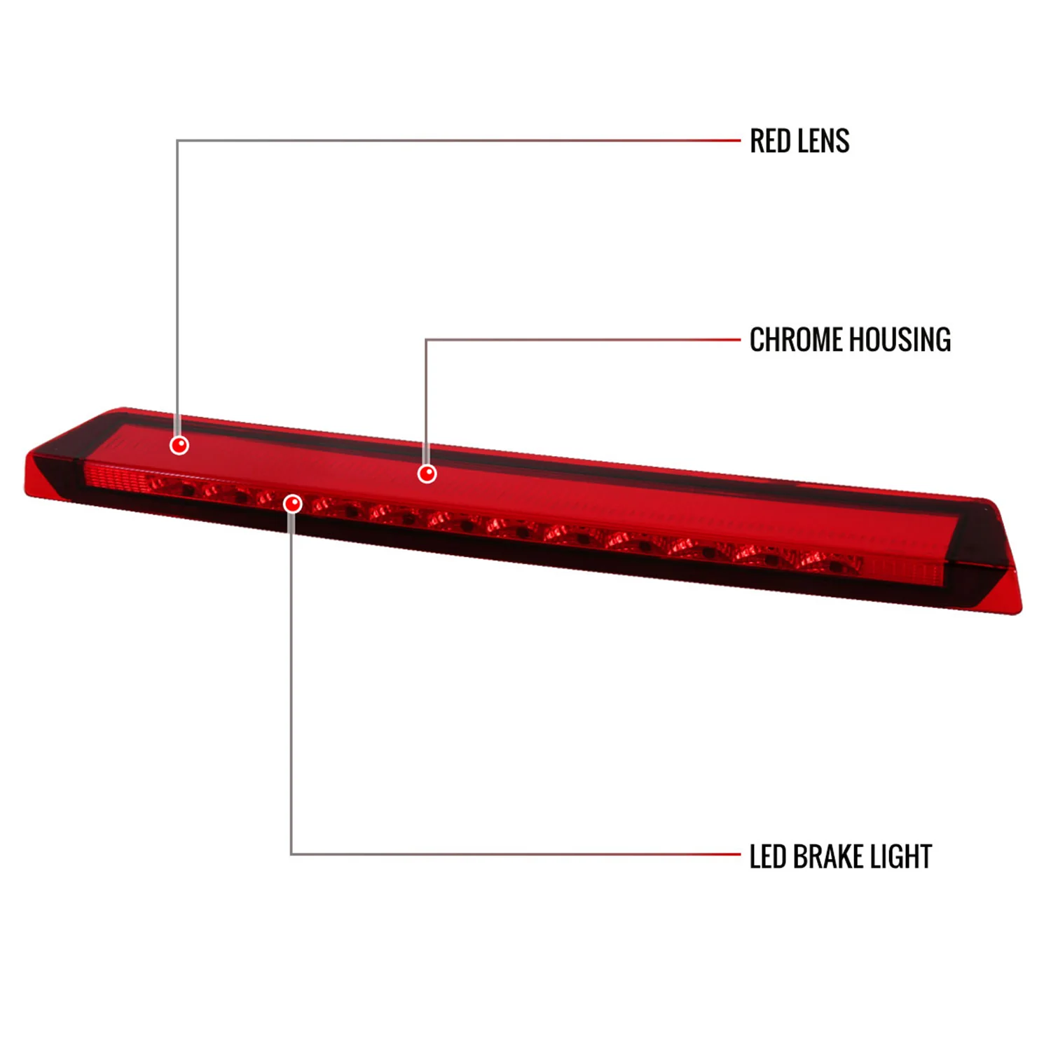 1999-2004 Ford Mustang LED 3rd Brake Light Chrome Housing/Red Lens - Image 8