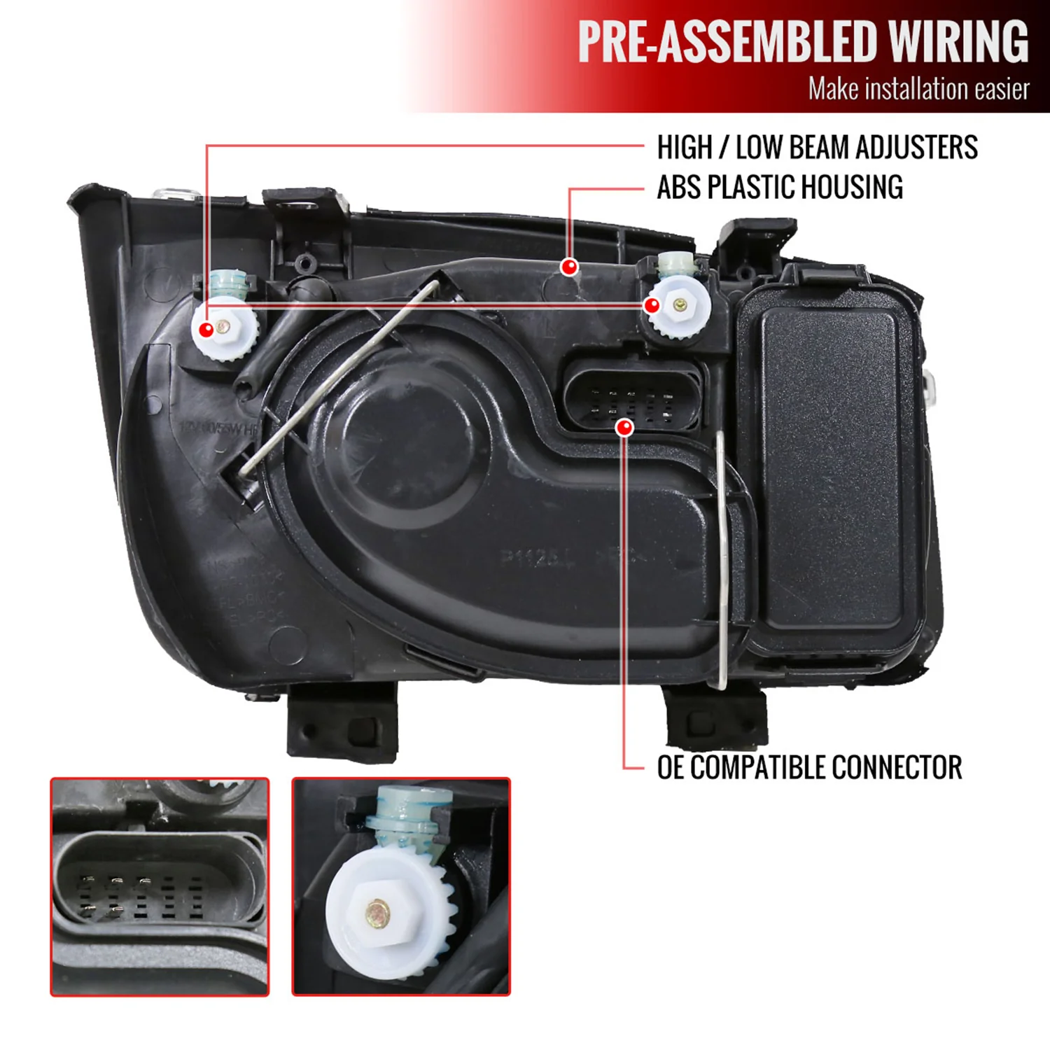 1999-2005 VW Jetta/Bora Mk4 V3 Factory Style Headlights Chrome/Smoke Lens - Image 7