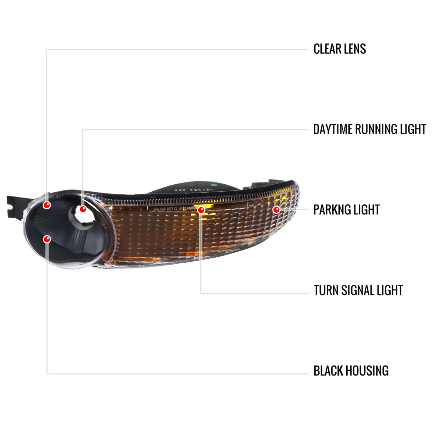 1999-2006 GMC Sierra /00-2006 Yukon XL Denali Signal Bumper Lights Matt Black - Image 8