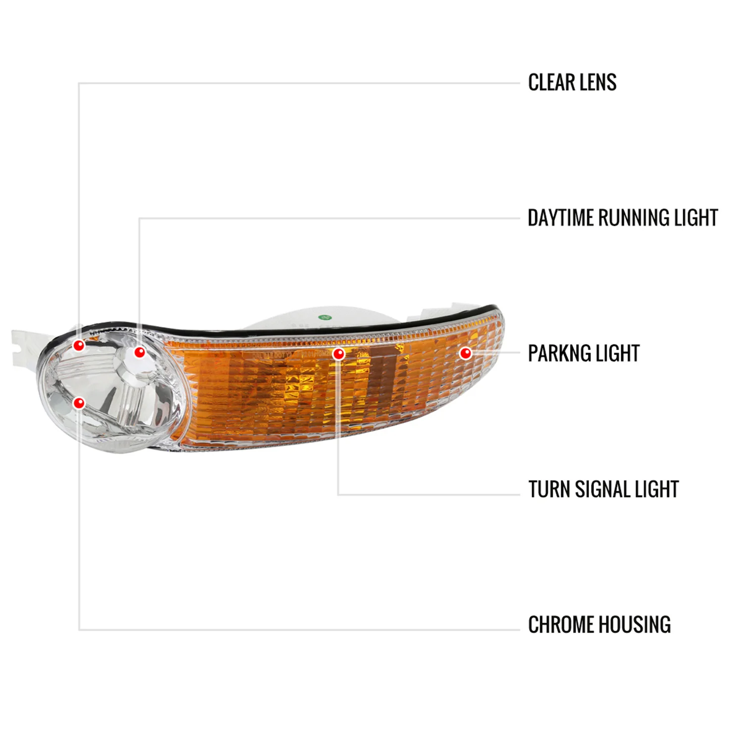 1999-2006 GMC Sierra/ 00-2006 Yukon XL Denali Turn Signal Bumper Lights Chrome - Image 8