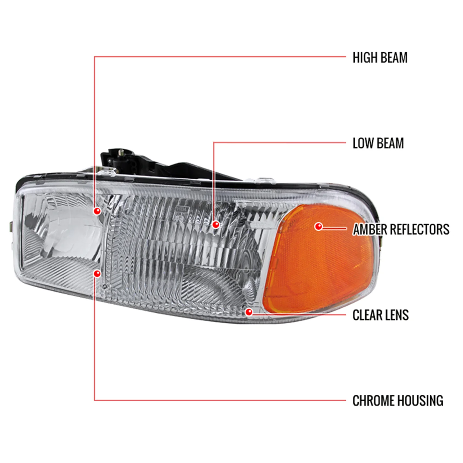1999-2006 GMC Sierra/Yukon/Yukon XL Crystal Headlight Amber & Driver Side - Image 8