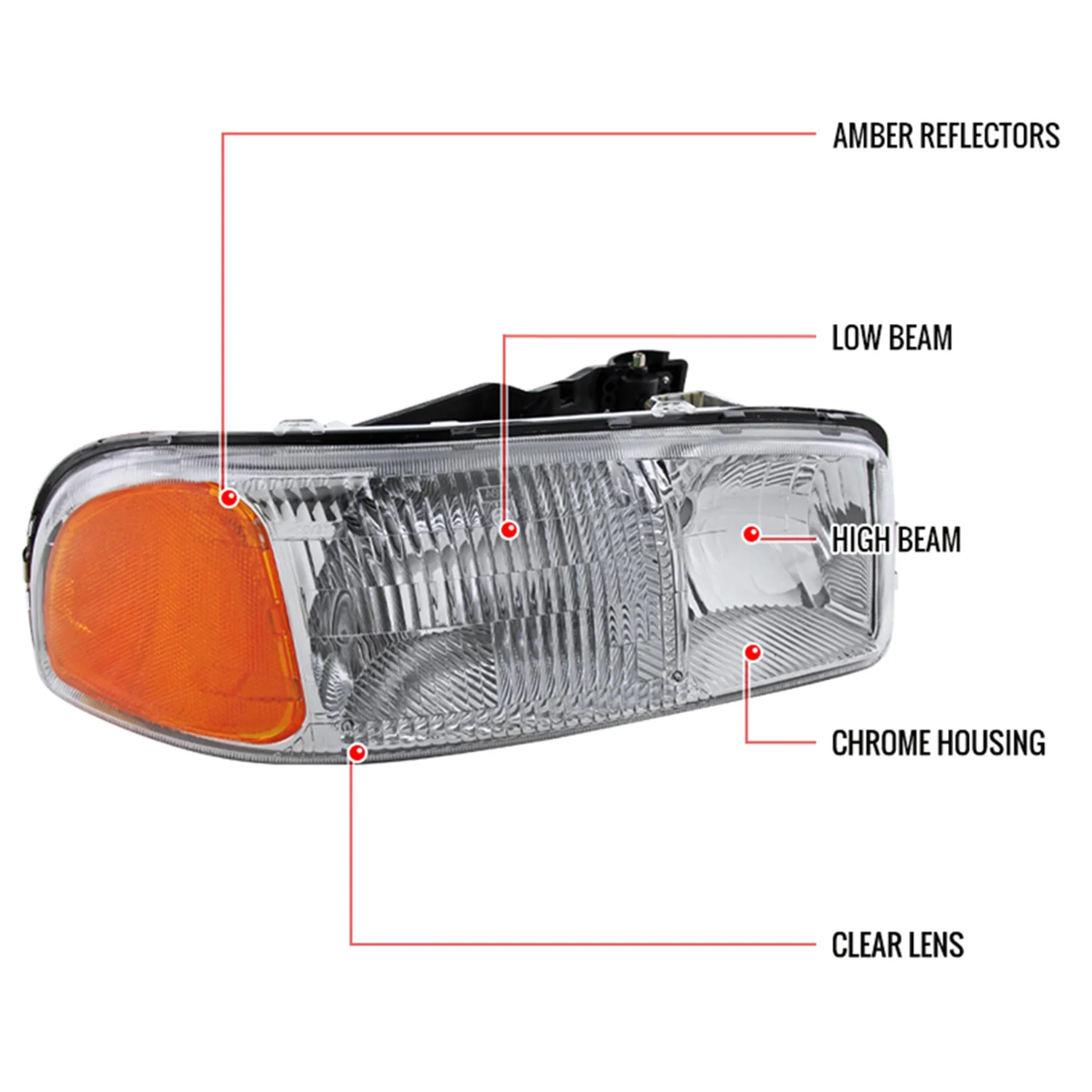 1999-2006 GMC Sierra/Yukon/Yukon XL Crystal Headlight Amber & Passenger Side - Image 8