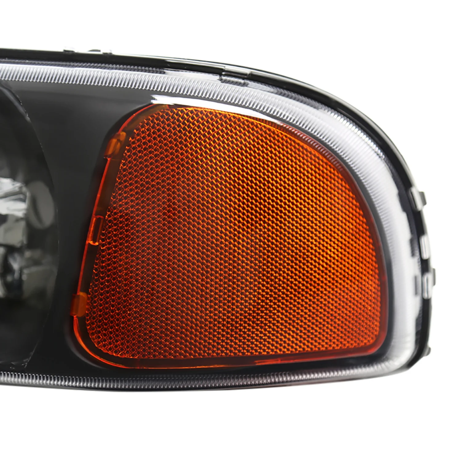 1999-2006 GMC Sierra/Yukon/Yukon XL Crystal Headlights Amber Reflector Black - Image 5