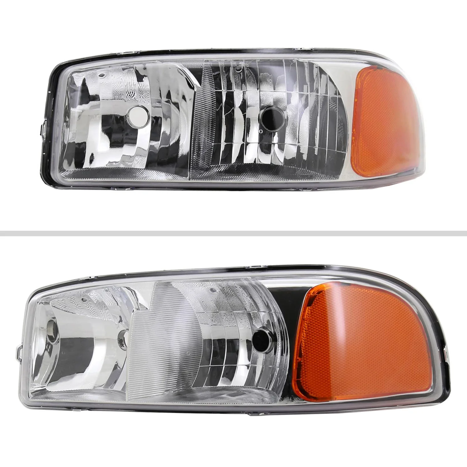 1999-2006 GMC Sierra/Yukon/Yukon XL Headlights Amber Reflector Chrome - Image 2