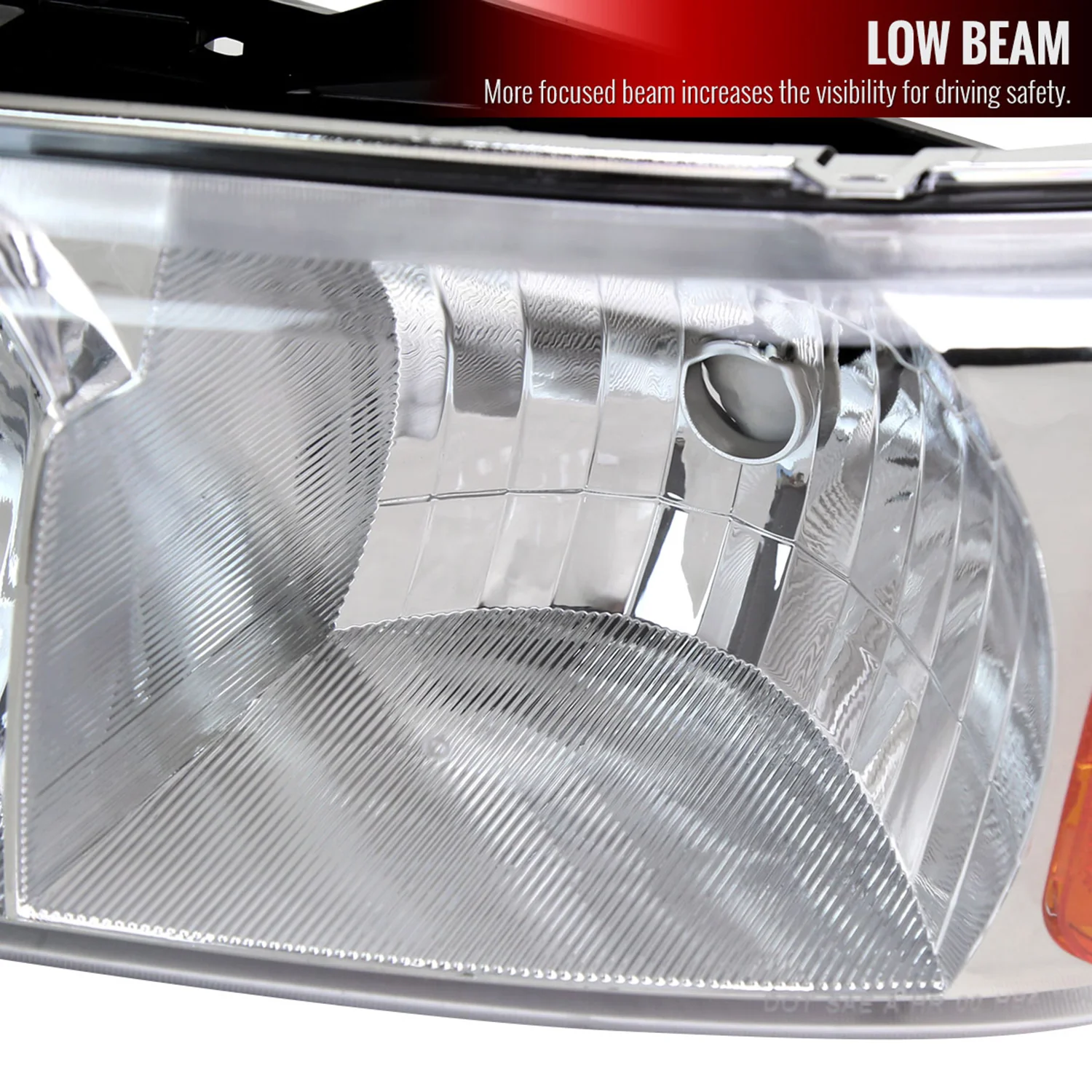 1999-2006 GMC Sierra/Yukon/Yukon XL Headlights Amber Reflector Chrome - Image 3