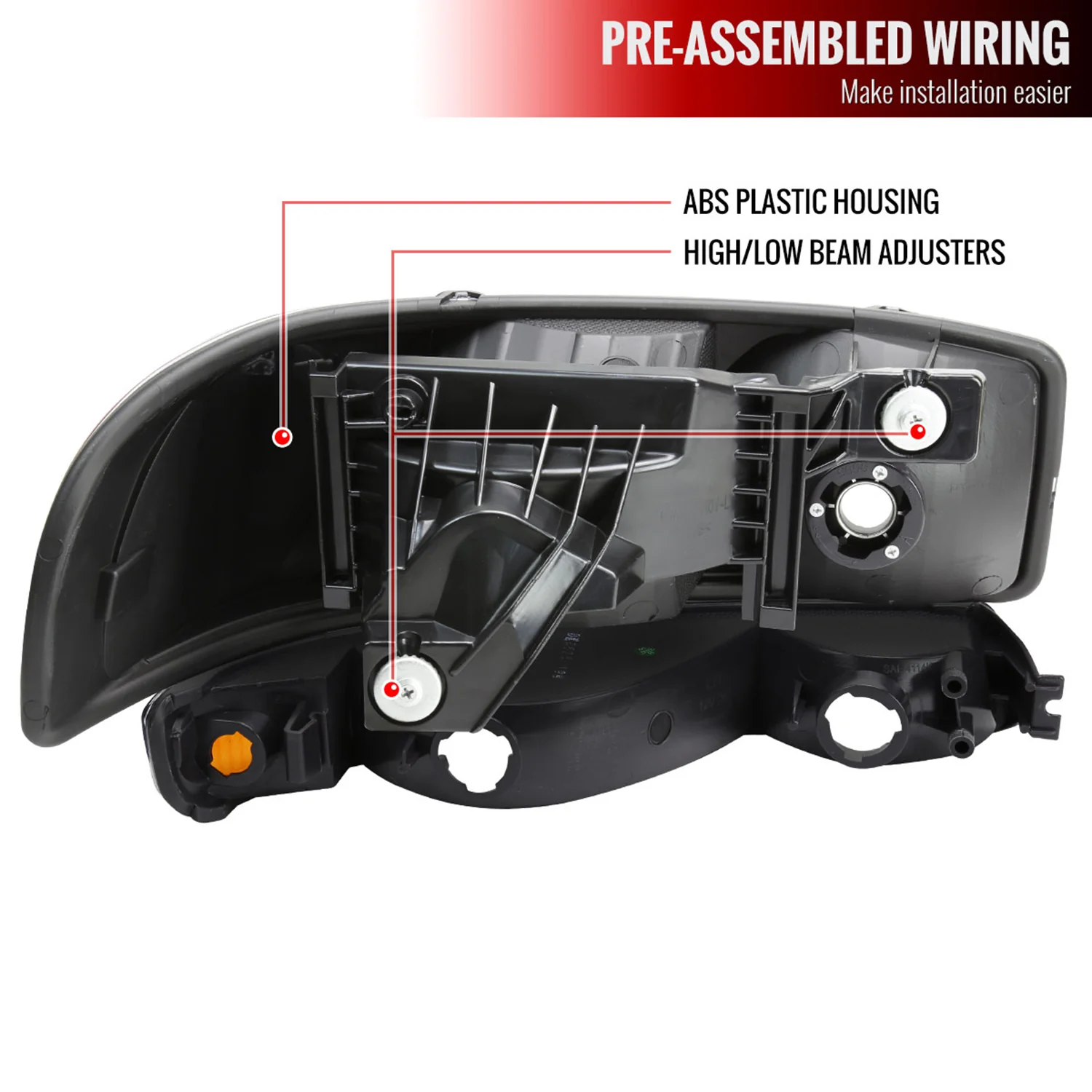 1999-2006 GMC Sierra/Yukon/Yukon XL Headlights&Bumper Lights Amber& Black - Image 7