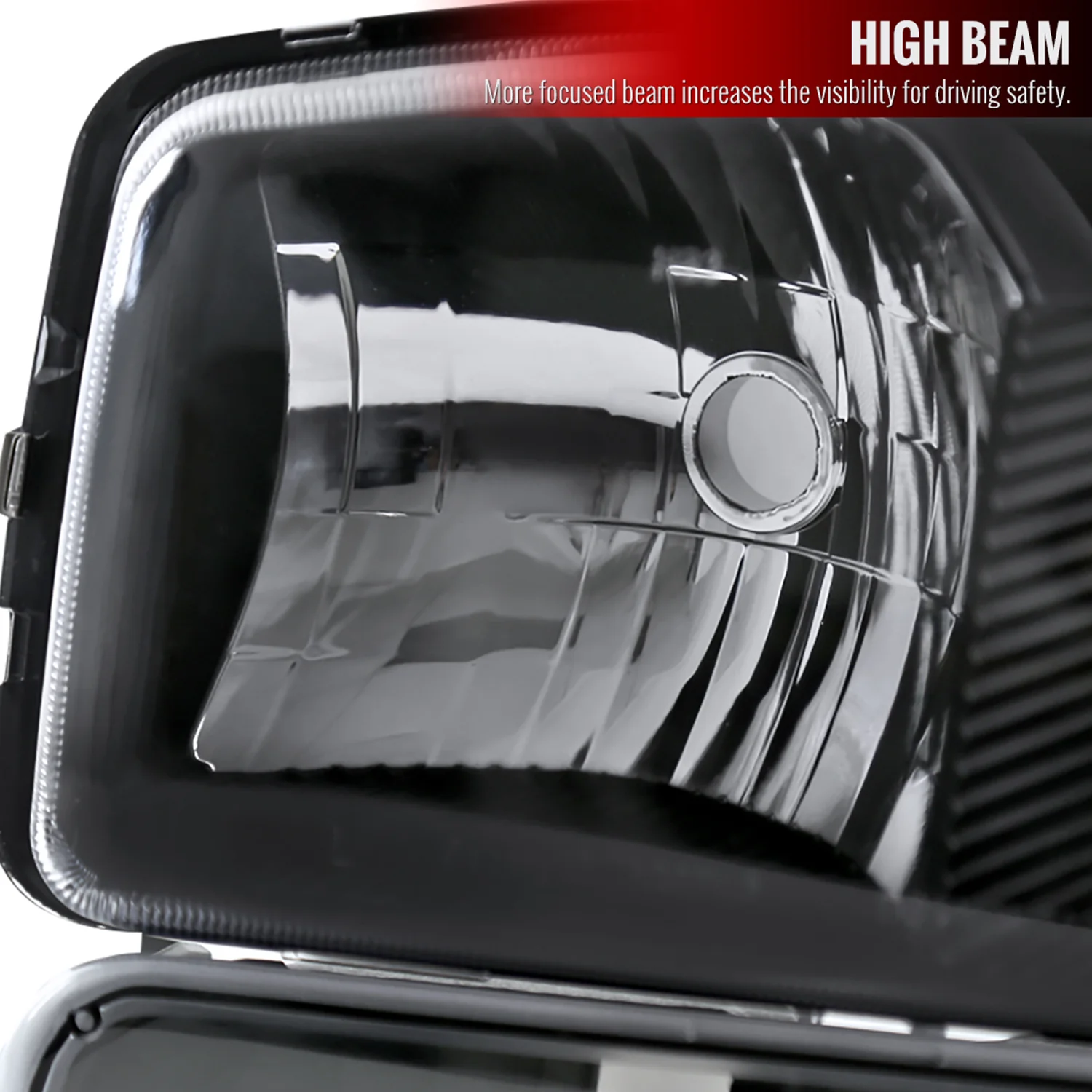 1999-2007 GMC Sierra/Yukon/Yukon XL Factory Crystal Headlights Amber & Black - Image 3