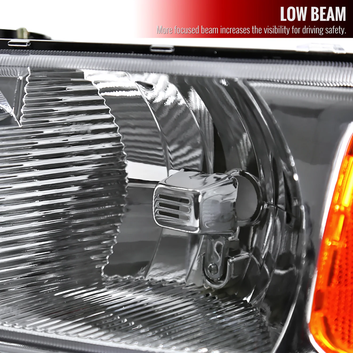 1999-2007 GMC Sierra/ Yukon/Yukon XL Factory Crystal Headlights Amber & Chrome - Image 2