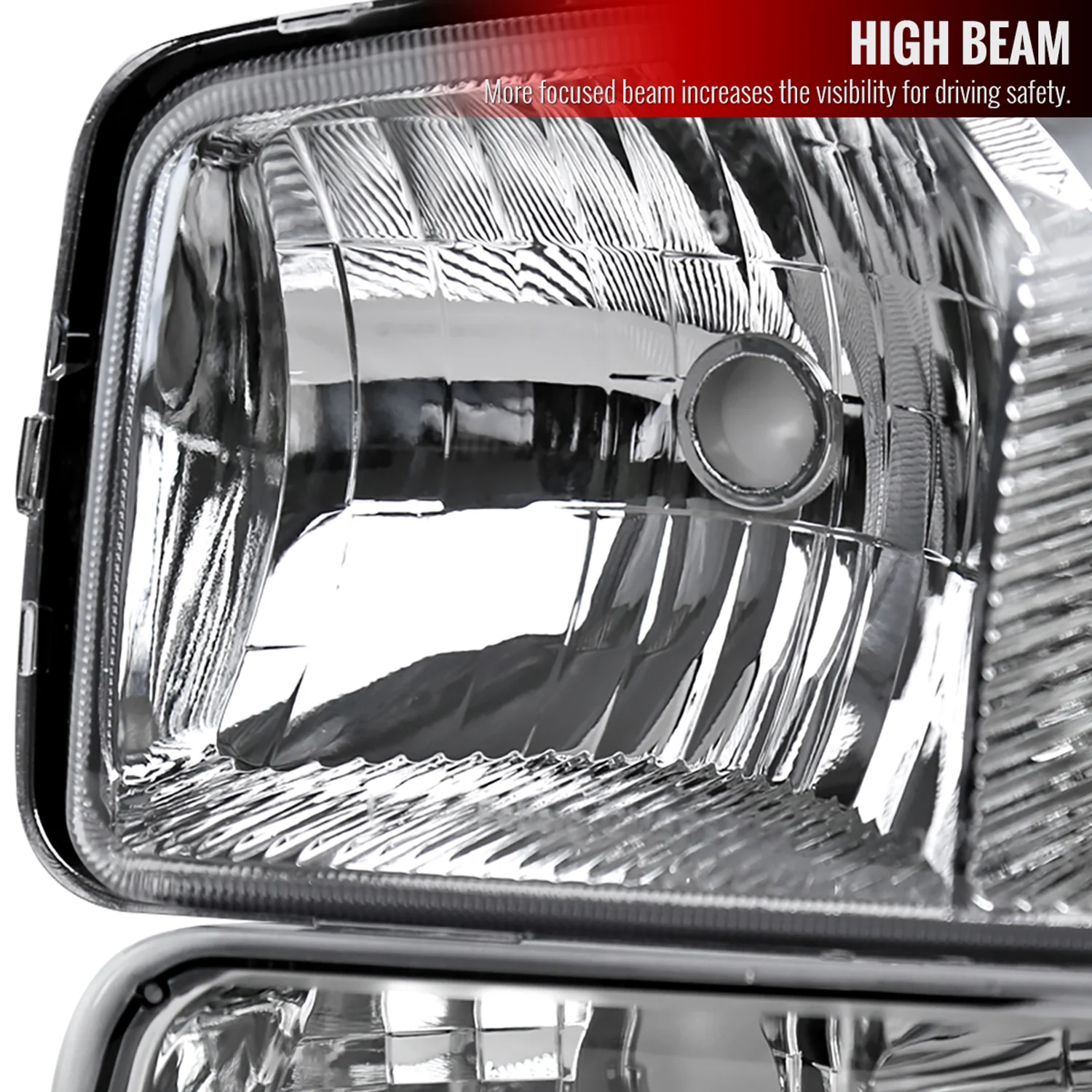1999-2007 GMC Sierra/ Yukon/Yukon XL Factory Crystal Headlights Amber & Chrome - Image 3
