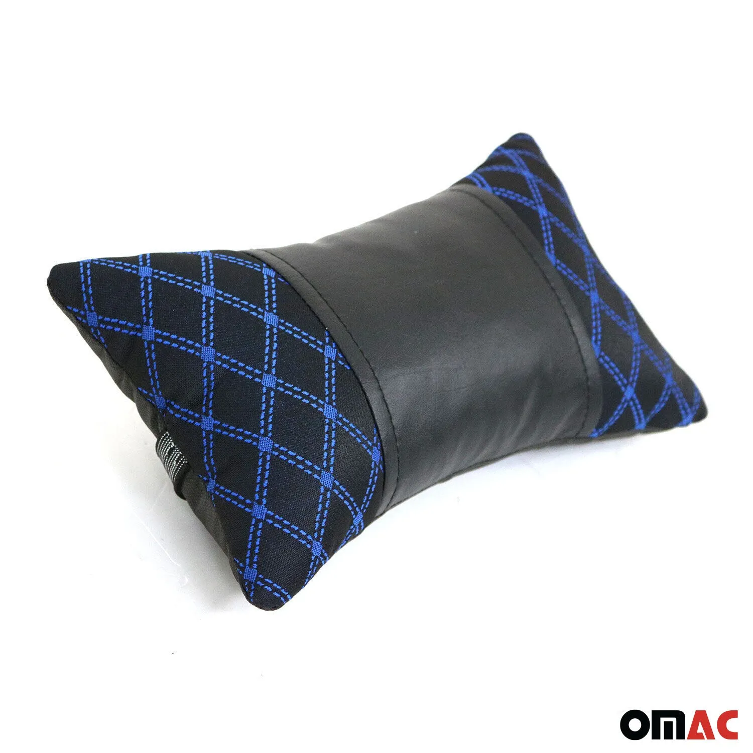 1x Car Seat Neck Pillow Head Shoulder Rest Pad Fabric Black with Blue Stitches - Image 7