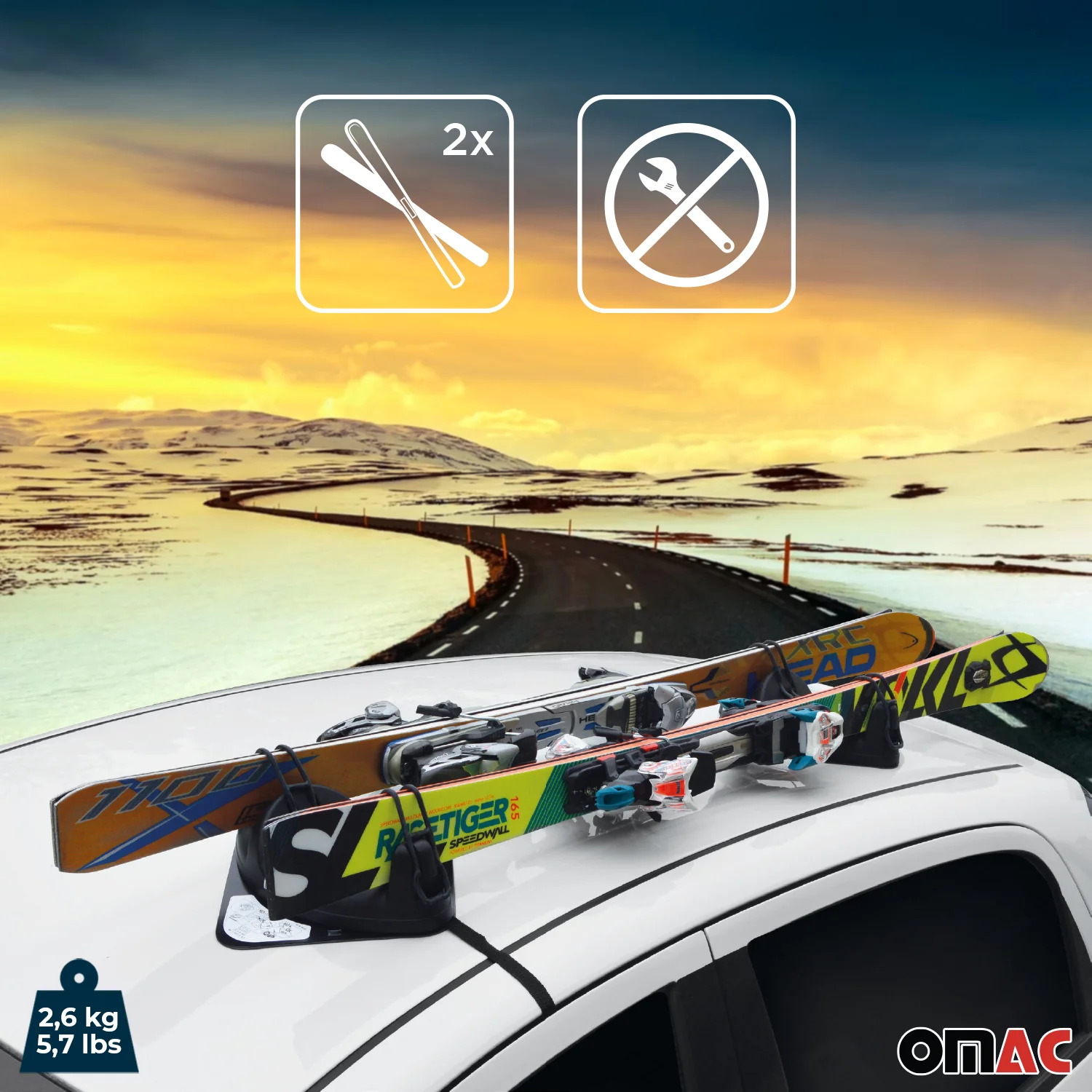 2 Pieces Magnetic Ski Snowboard Racks Roof Mount Car Carrier Black - Image 2
