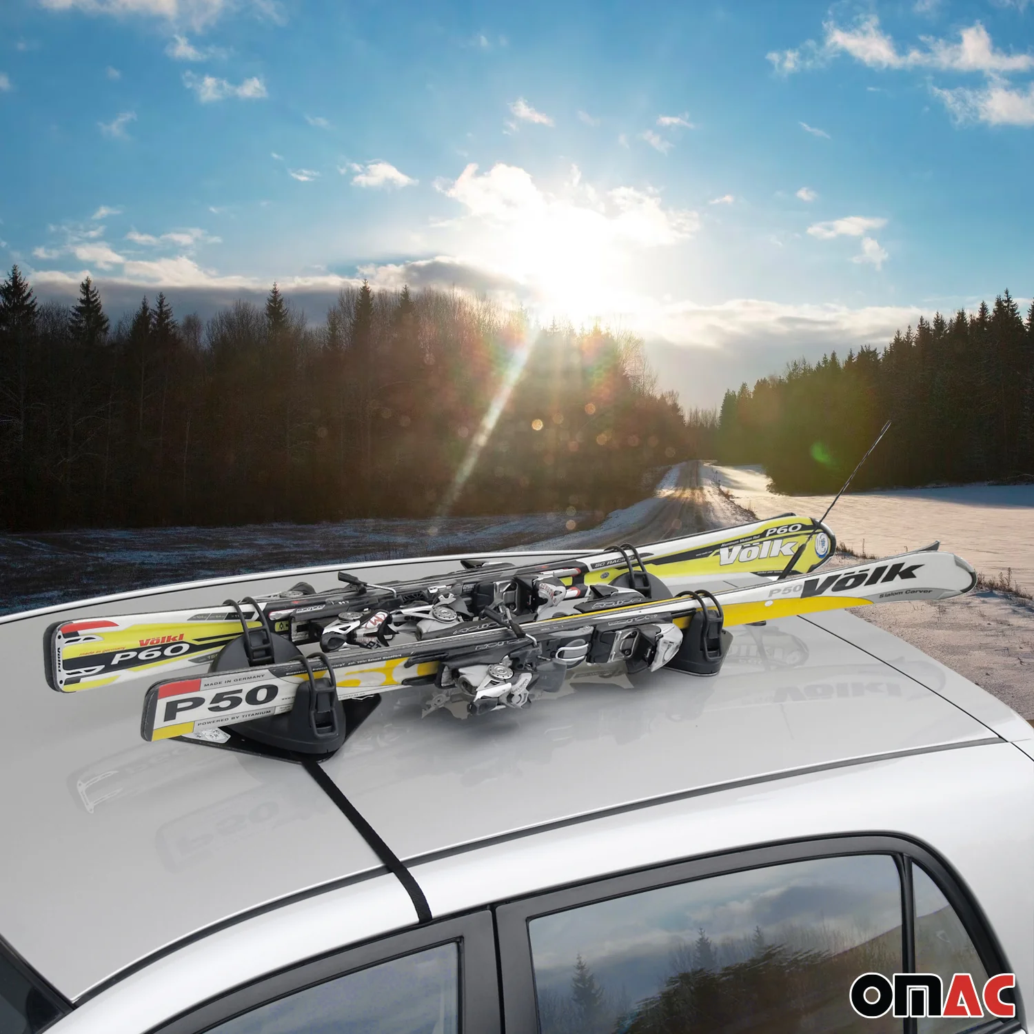 2 Pieces Magnetic Ski Snowboard Racks Roof Mount Car Carrier Black - Image 5