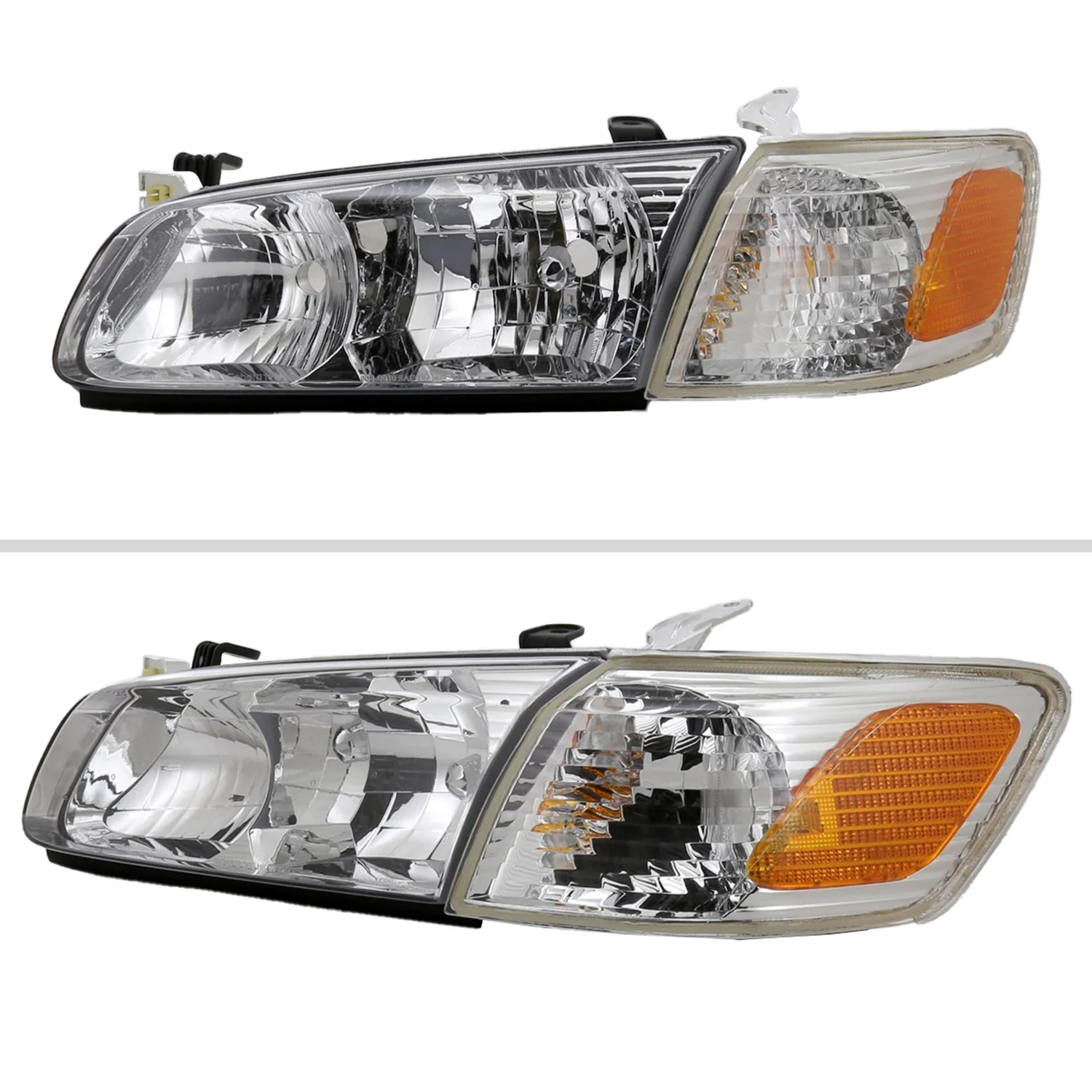 2000-2001 Toyota Camry Factory Headlights w/Amber Reflectors Chrome/Clear - Image 2