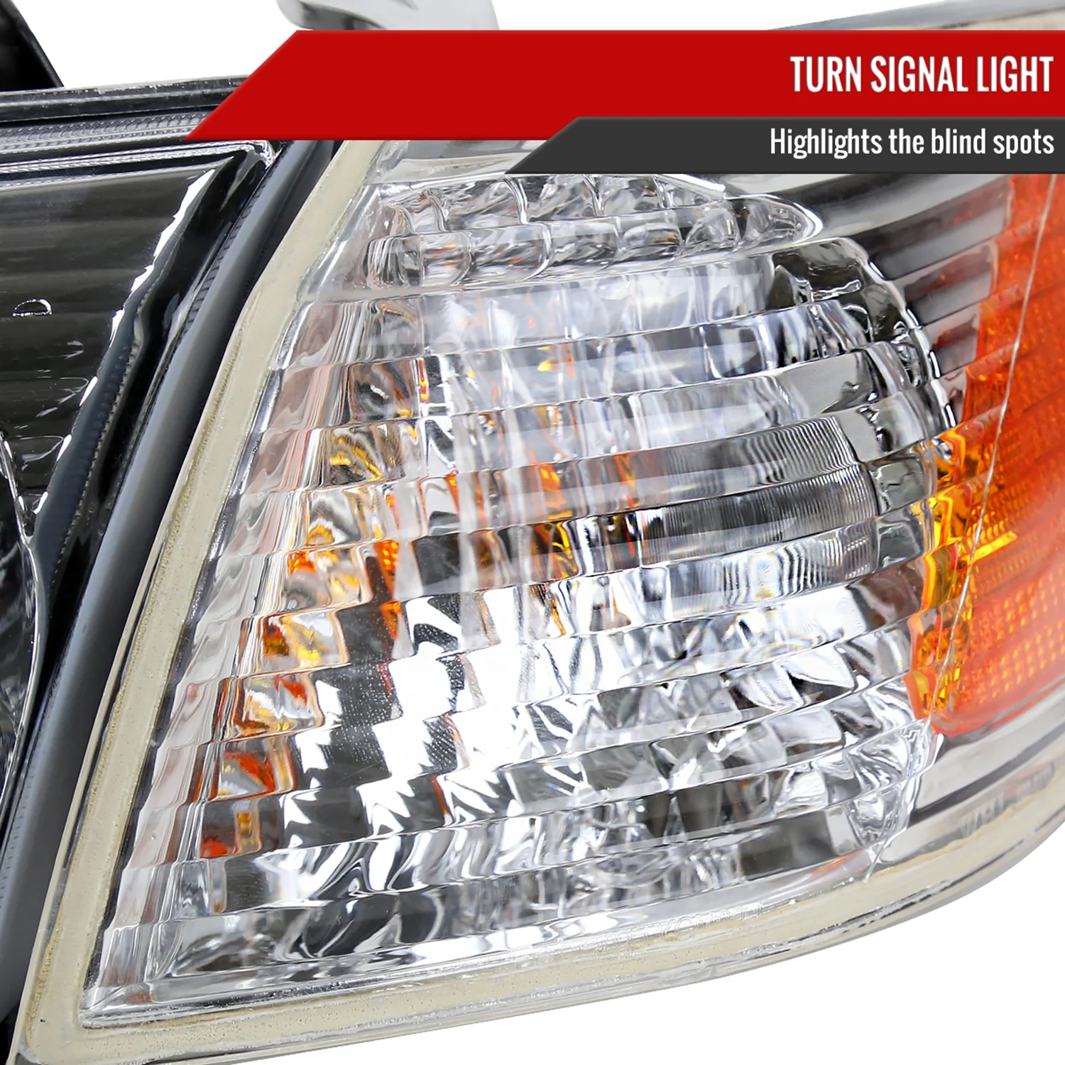 2000-2001 Toyota Camry Factory Headlights w/Amber Reflectors Chrome/Clear - Image 5
