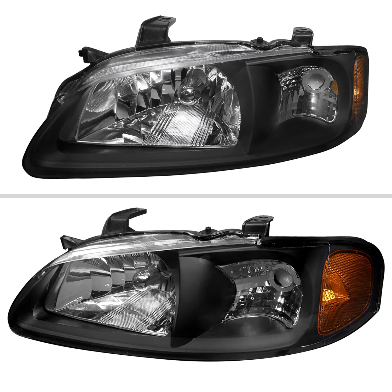 2000-2003 Nissan Sentra Factory Style Crystal Headlights Matte Black/Clear - Image 2
