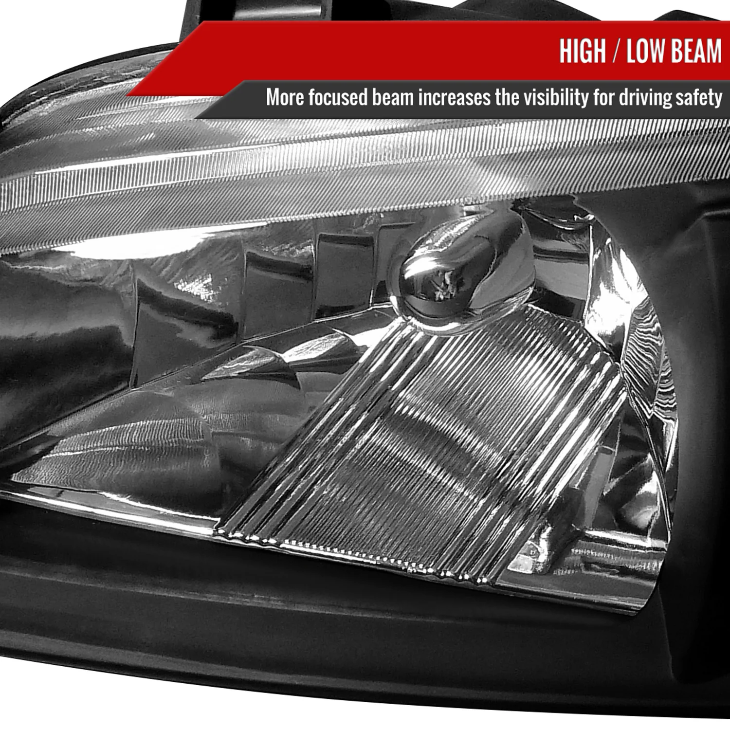 2000-2003 Nissan Sentra Factory Style Crystal Headlights Matte Black/Clear - Image 3