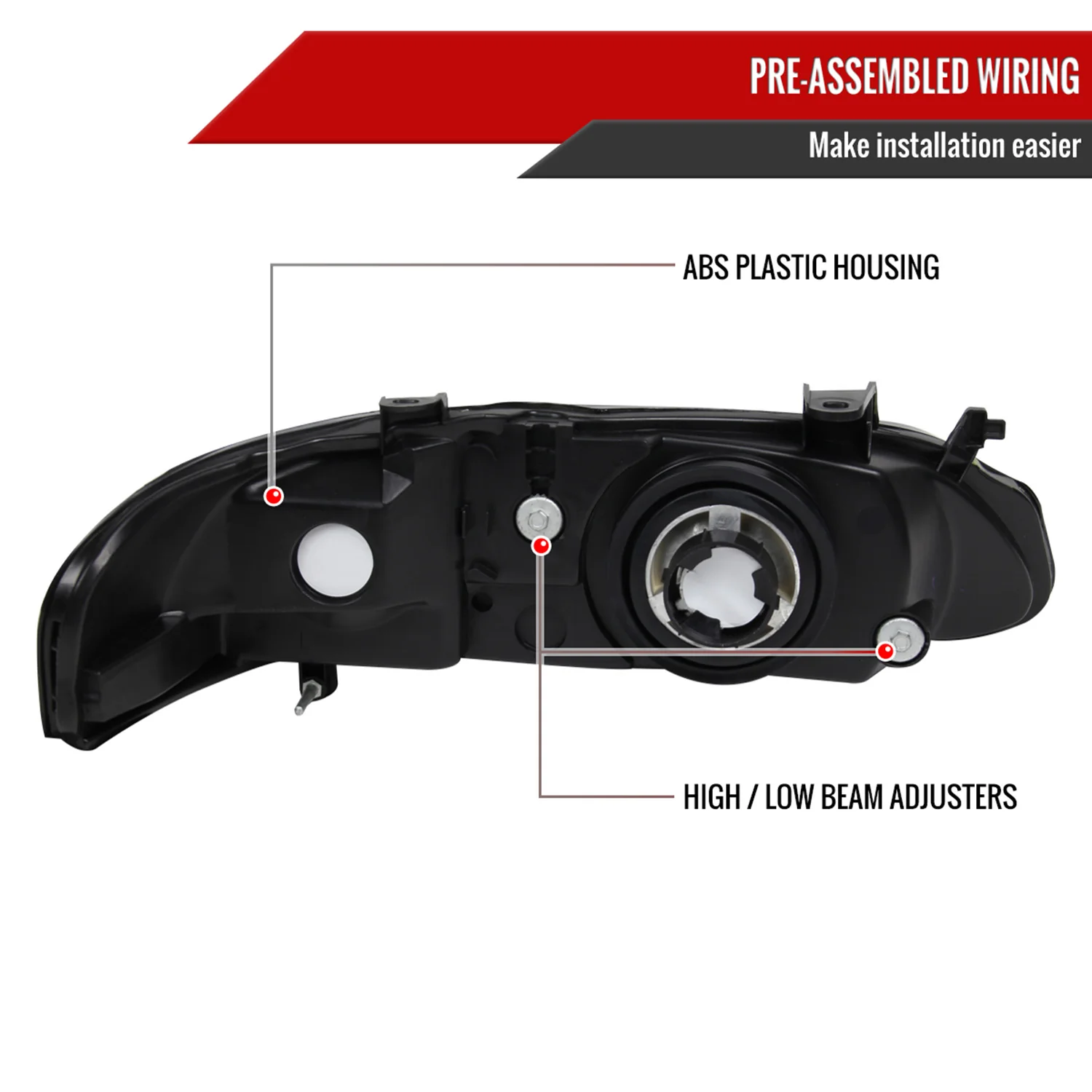 2000-2003 Nissan Sentra Factory Style Crystal Headlights Matte Black/Clear - Image 6