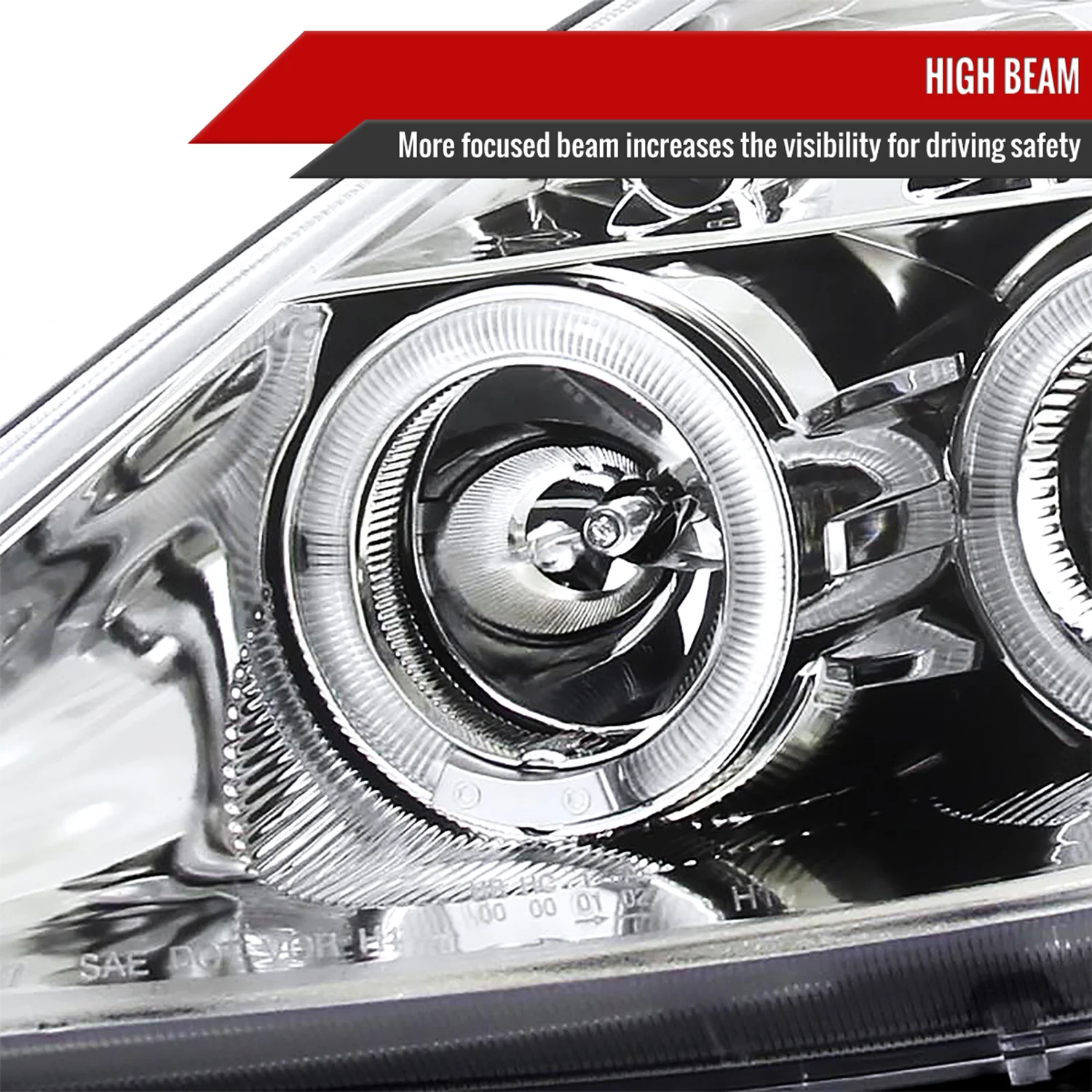 2000-2005 Toyota Celica Dual Halo Projector Headlights Chrome/Clear Lens - Image 4