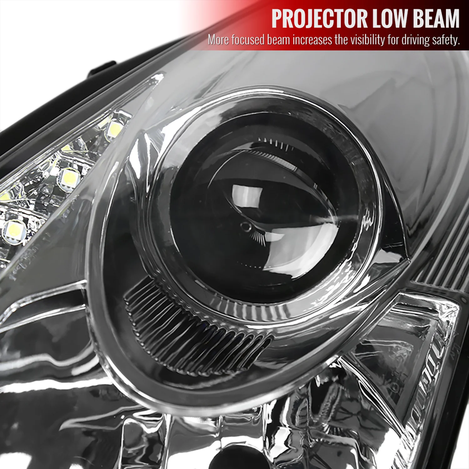 2000-2005 Toyota Celica Projector Headlights SMD LED Light Strip Chrome/Clear - Image 3