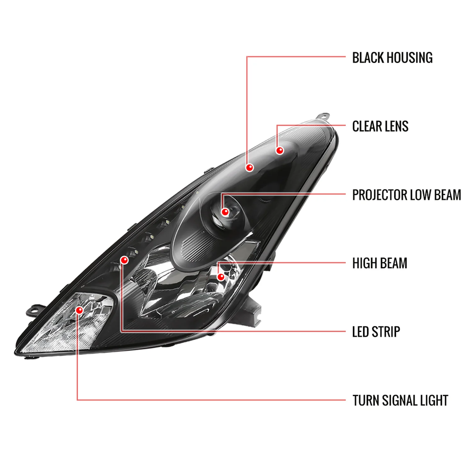 2000-2005 Toyota Celica Projector Headlights SMD LED Light Strip Matt Black - Image 8