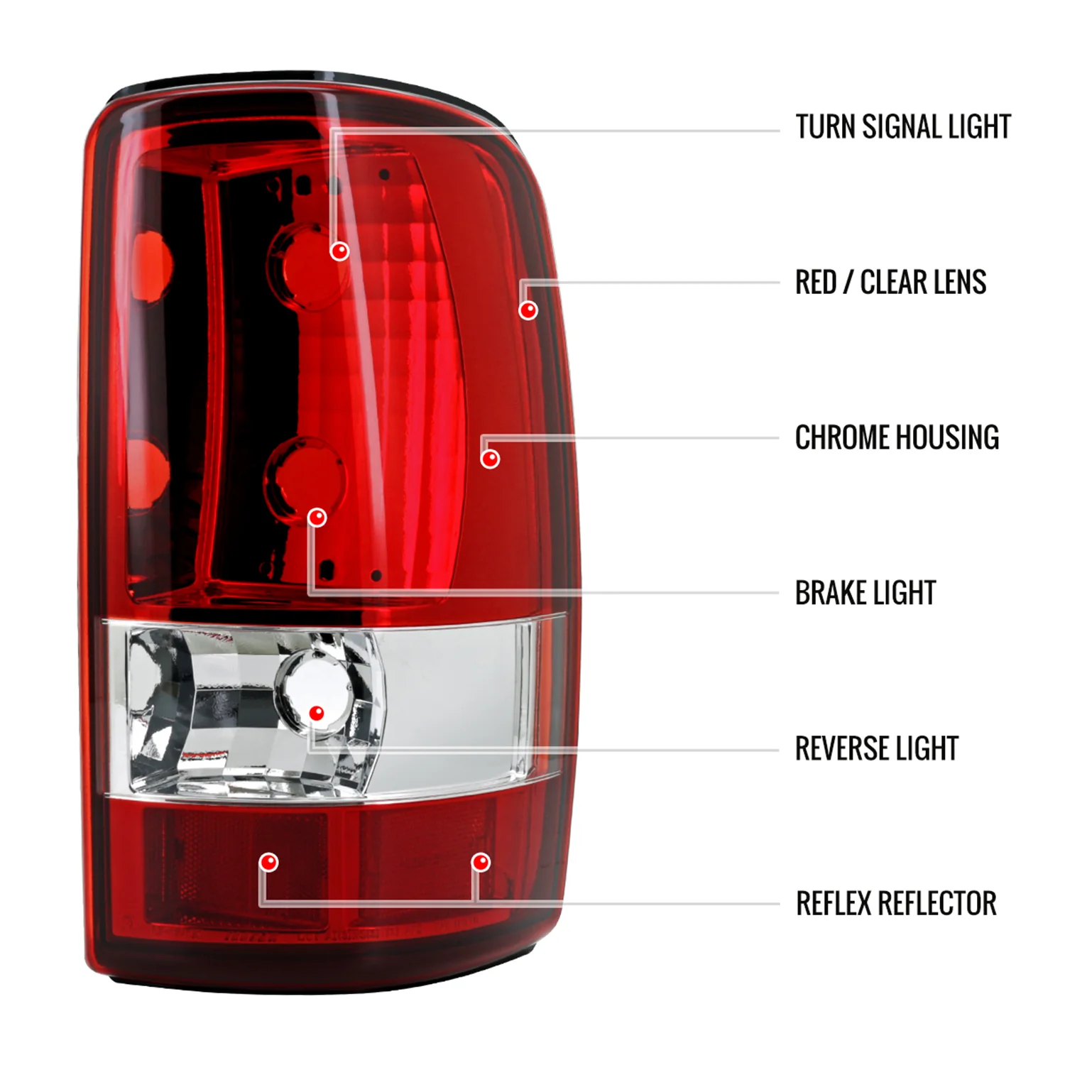 2000-2006 Chevy Suburban/Tahoe GMC Yukon/Yukon XL Tail Lights Chrome/Red Clear - Image 9