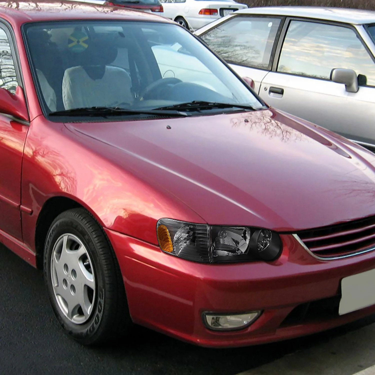 2001-2002 Toyota Corolla Factory Headlights w/Corner Lights Matt Black/Clear - Image 10