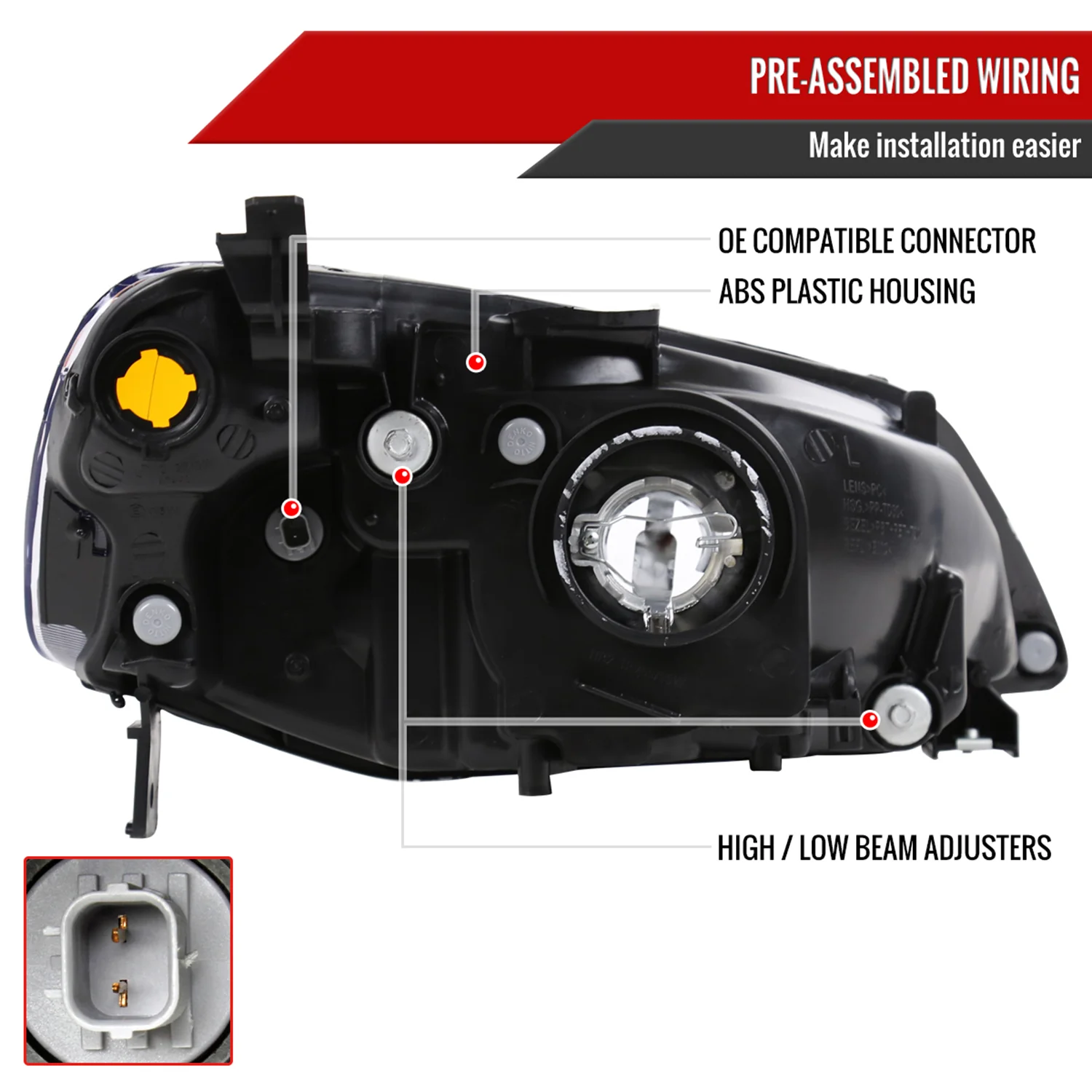 2001-2003 Honda Civic Factory Style Headlights Chrome Housing/Clear Lens - Image 7