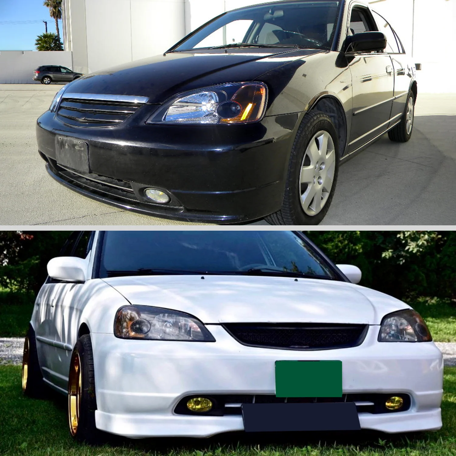 2001-2003 Honda Civic Factory Style Headlights Matte Black/Clear Lens - Image 10