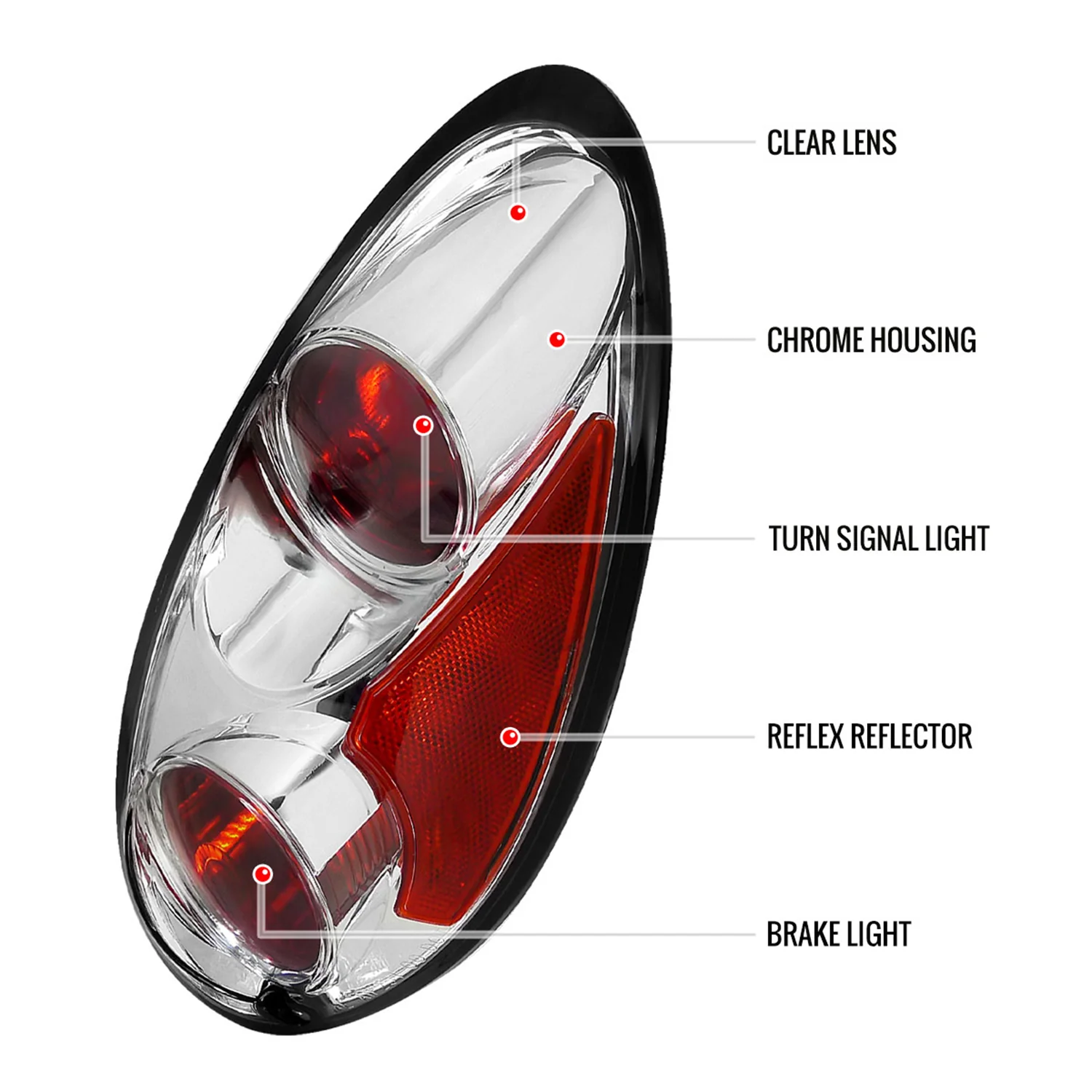 2001-2005 Chrysler PT Cruiser Tail Lights Chrome Housing/Clear Lens - Image 8