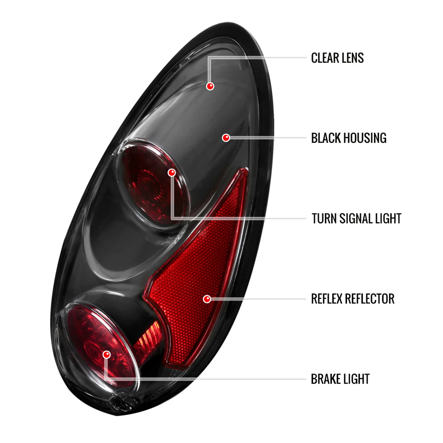 2001-2005 Chrysler PT Cruiser Tail Lights Matte Black Housing/Clear Lens - Image 8