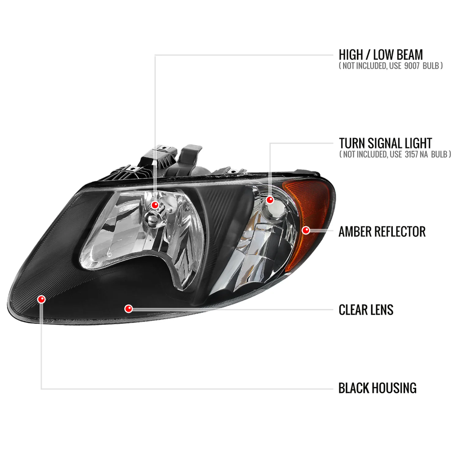 2001-2007 Dodge Caravan/ Voyager/Town&Country Factory Crystal Headlights - Image 8