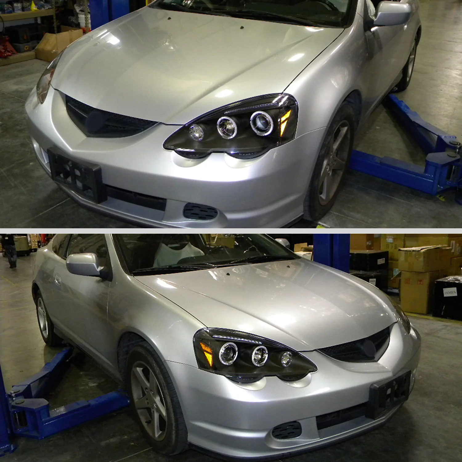 2002-2004 Acura RSX Dual Halo Projector Headlights Matte Black/Clear Lens - Image 9