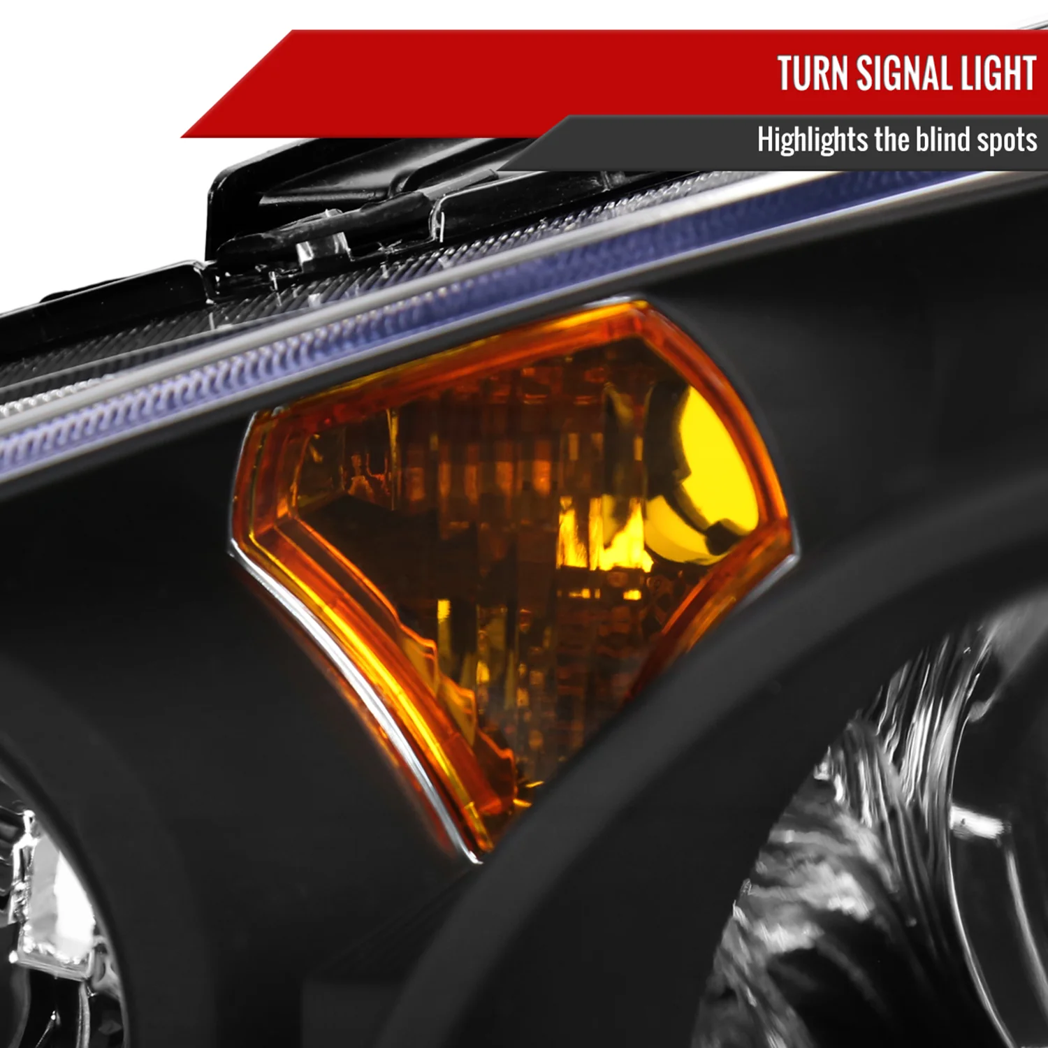 2002-2004 Acura RSX Retro Projector Headlights Amber Reflectors Matt Black - Image 3