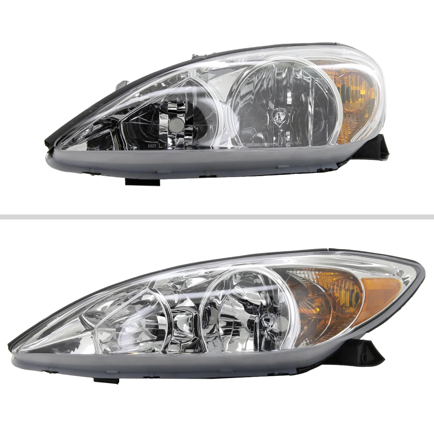 2002-2004 Toyota Camry Factory Style Headlights w/Amber Reflector Chrome/Clear - Image 2