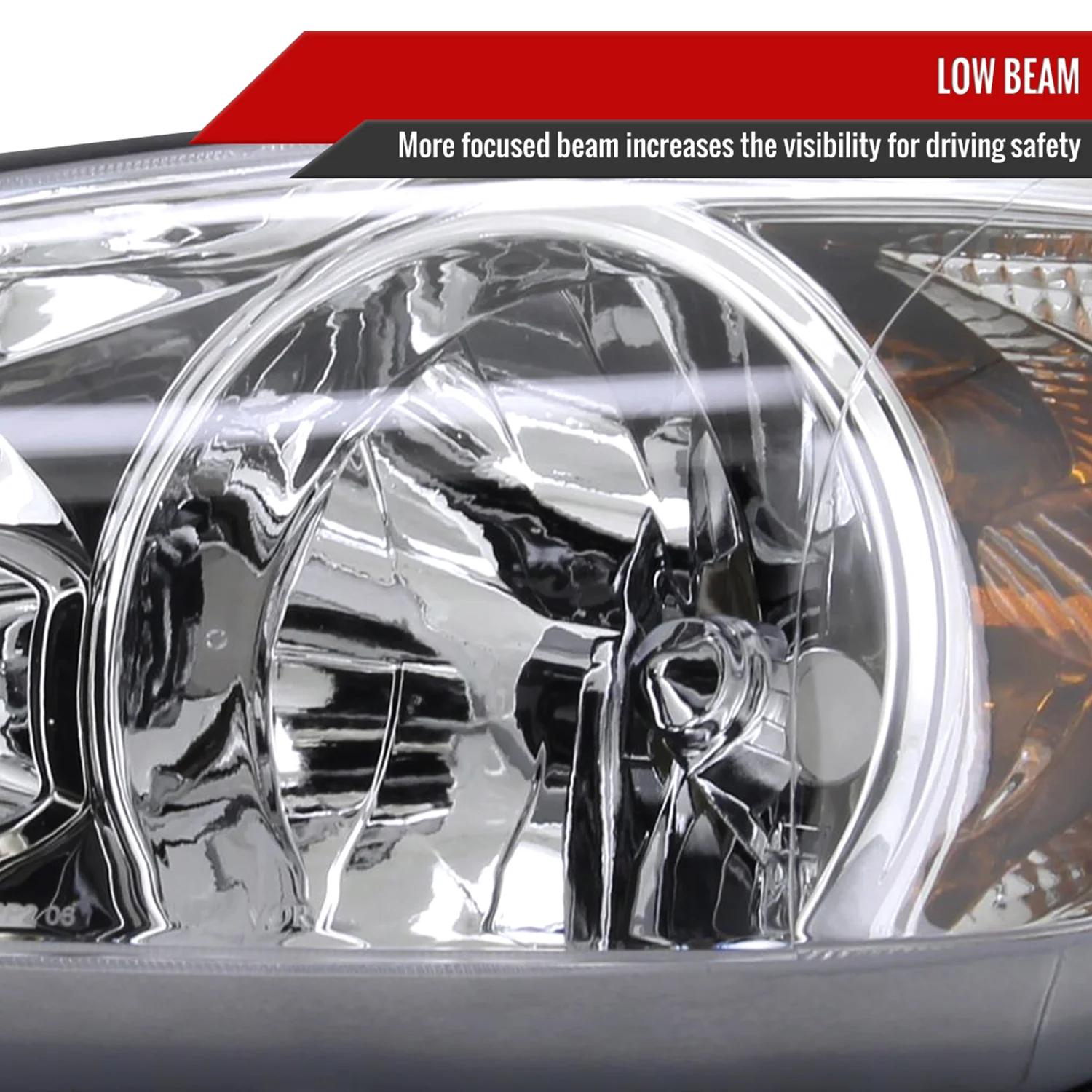2002-2004 Toyota Camry Factory Style Headlights w/Amber Reflector Chrome/Clear - Image 3