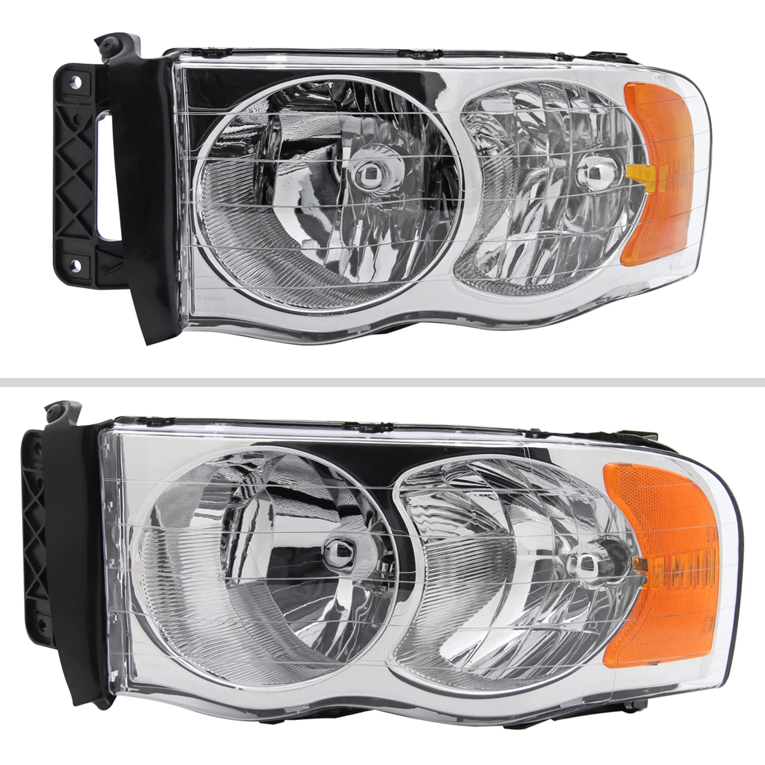 2002-2005 Dodge RAM 1500 2500 3500 Factory Headlights Chrome/Clear - Image 2