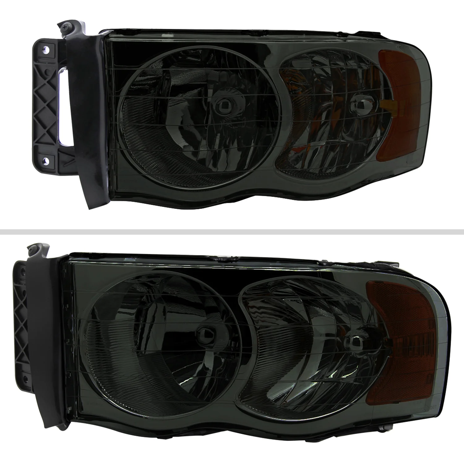 2002-2005 Dodge RAM 1500 2500 3500 Factory Headlights Chrome/Smoke - Image 2